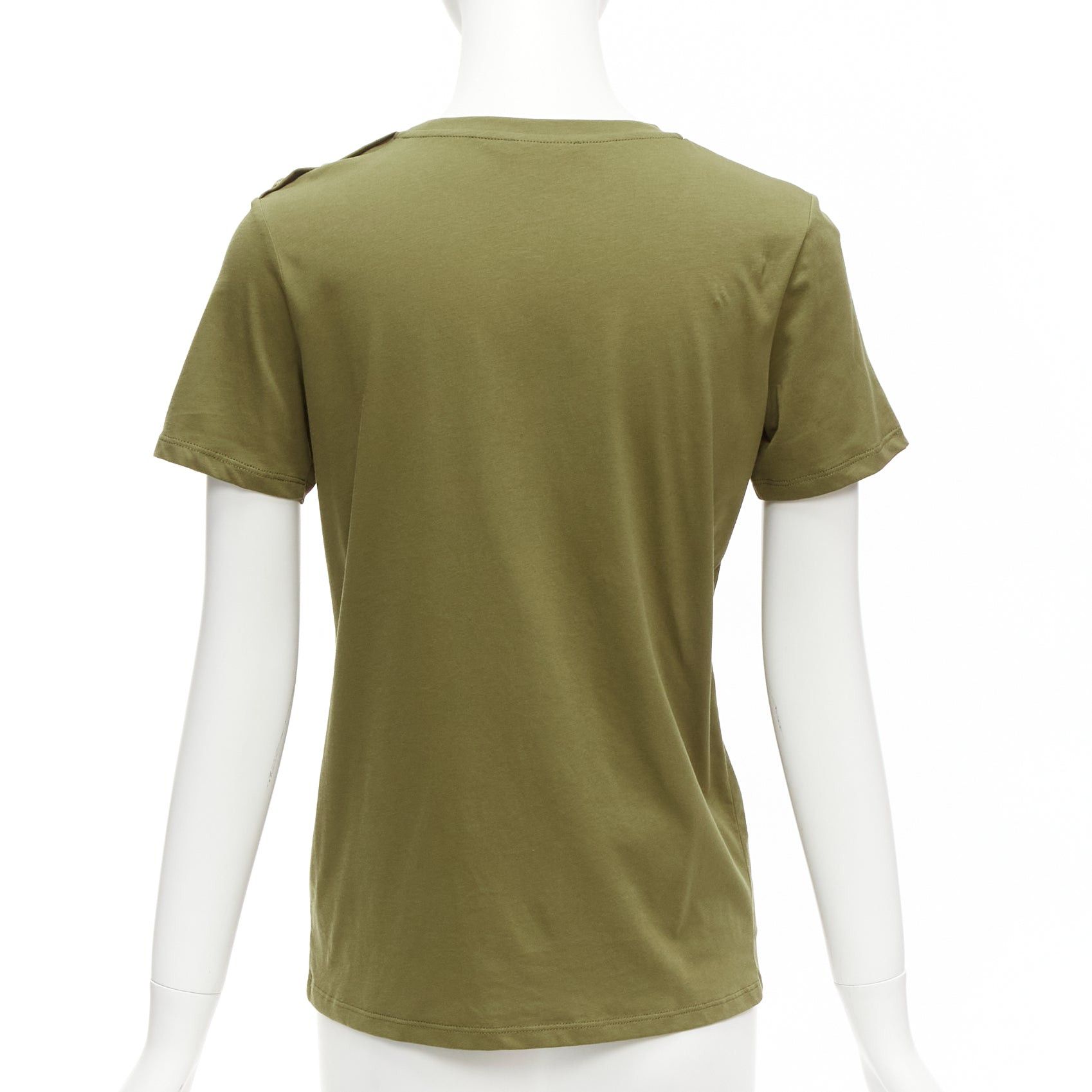 Balmain BALMAIN green brown distressed logo military buttons tshirt XS Size S / US 4 / IT 40 - 5 Thumbnail