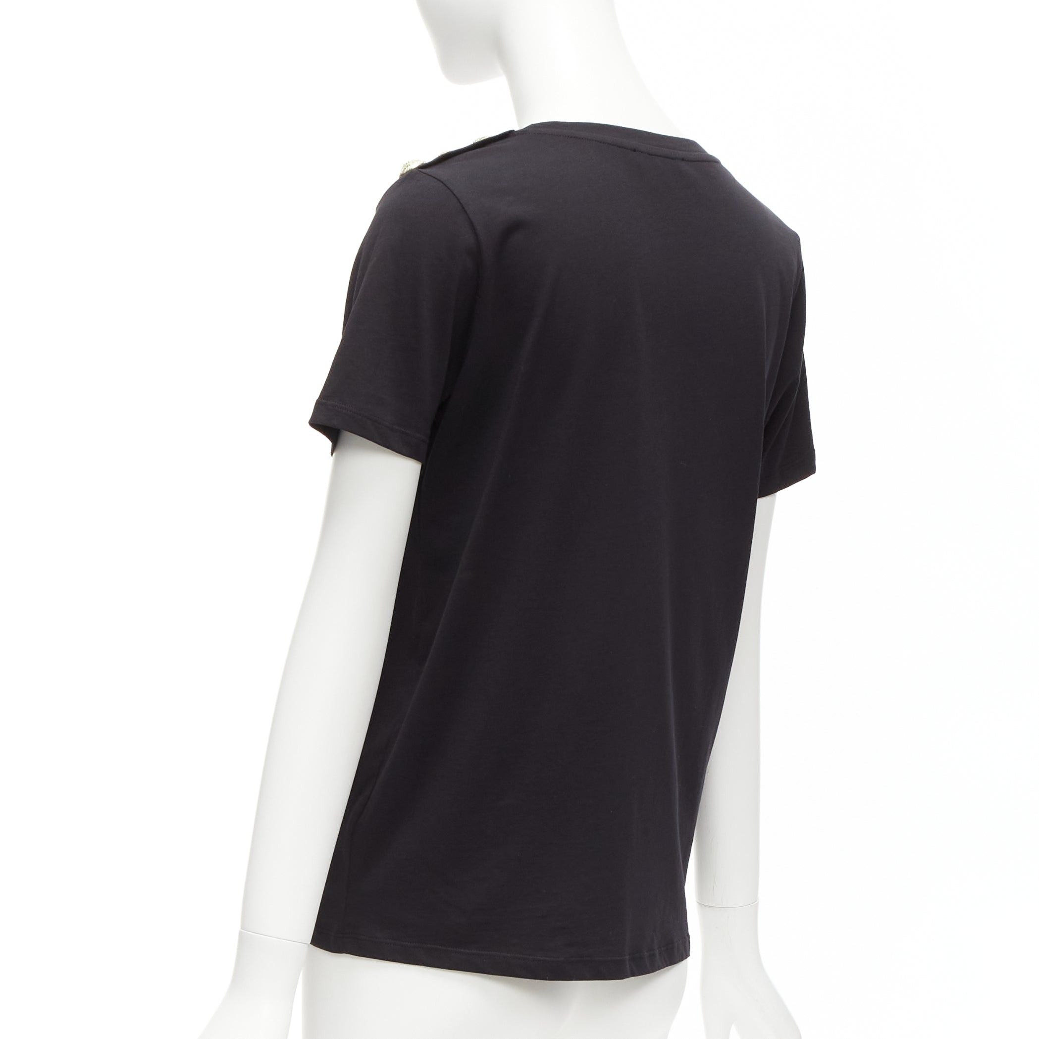 Balmain BALMAIN black white B logo gold military buttons tshirt FR34 XXS Size XS / US 0-2 / IT 36-38 - 6 Thumbnail