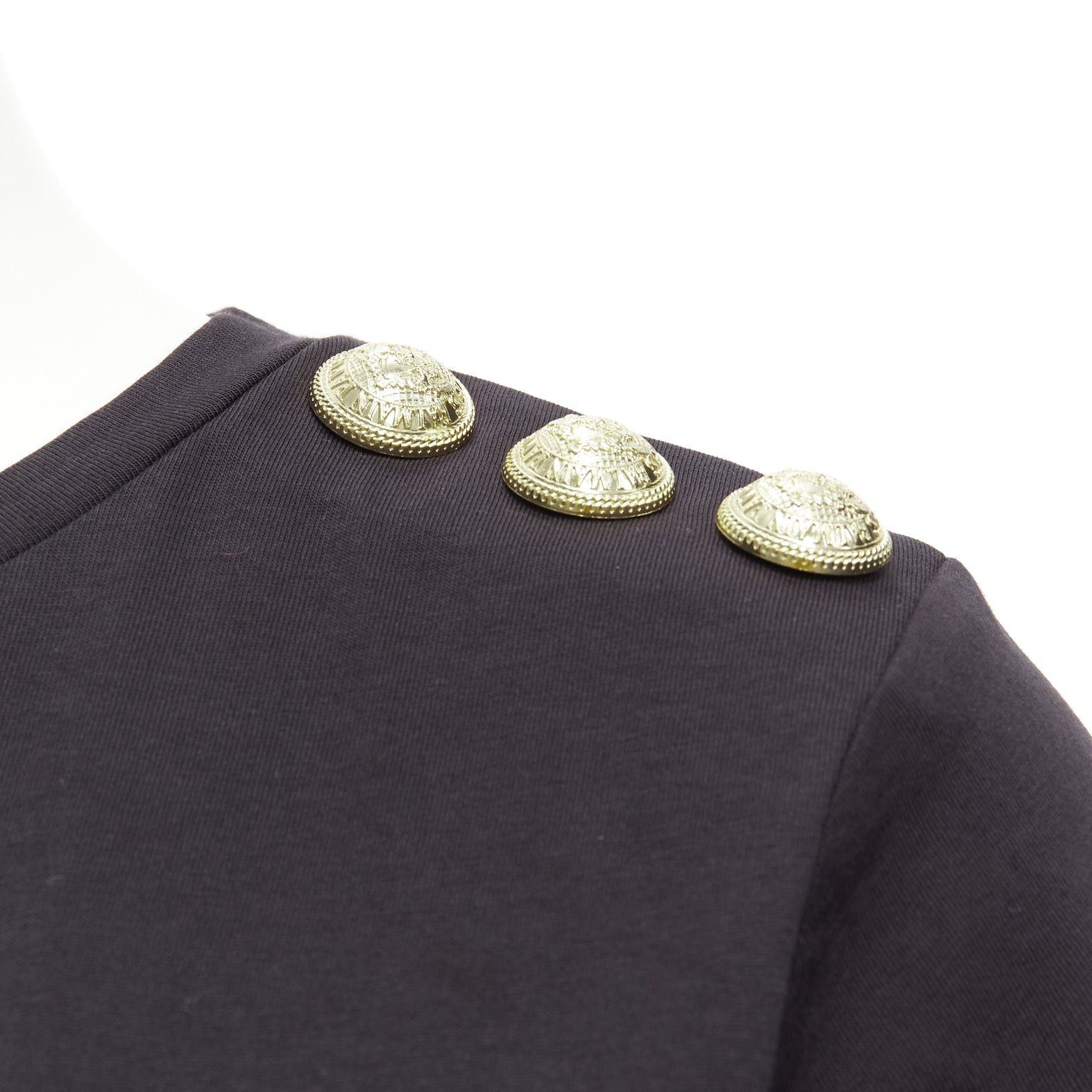 Balmain BALMAIN black white B logo gold military buttons tshirt FR34 XXS Size XS / US 0-2 / IT 36-38 - 2 Thumbnail