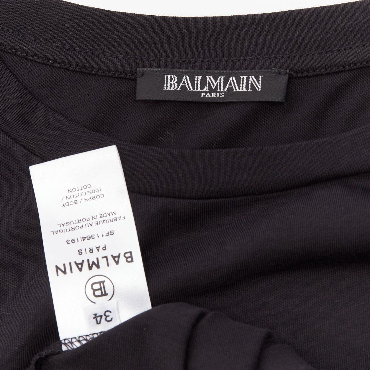 Balmain BALMAIN black white B logo gold military buttons tshirt FR34 XXS Size XS / US 0-2 / IT 36-38 - 8 Thumbnail