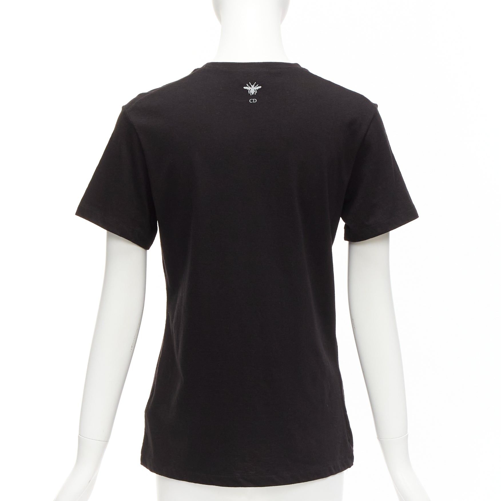 DIOR J'adior 8 black logo distressed screen print fitted tshirt XS