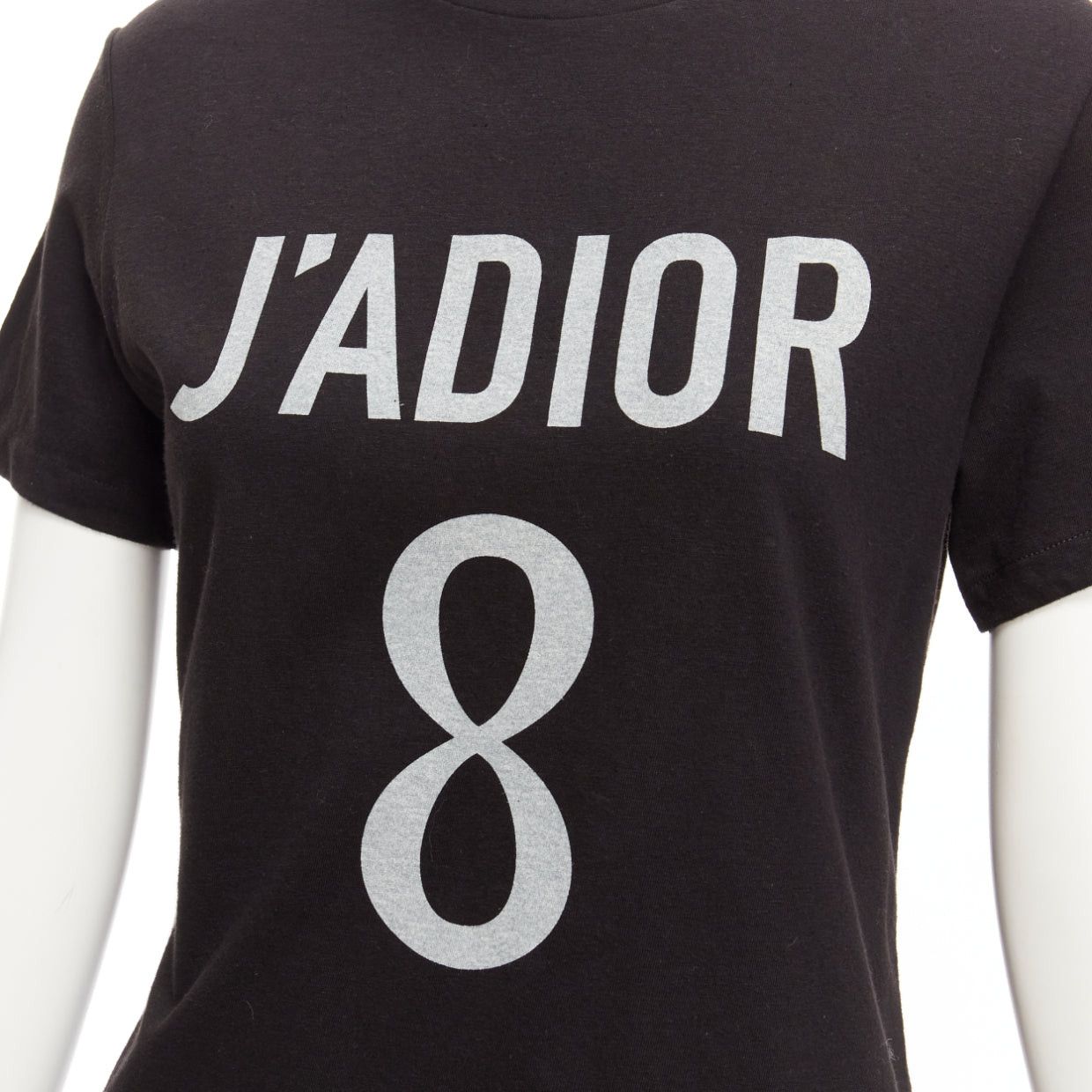 DIOR J'adior 8 black logo distressed screen print fitted tshirt XS