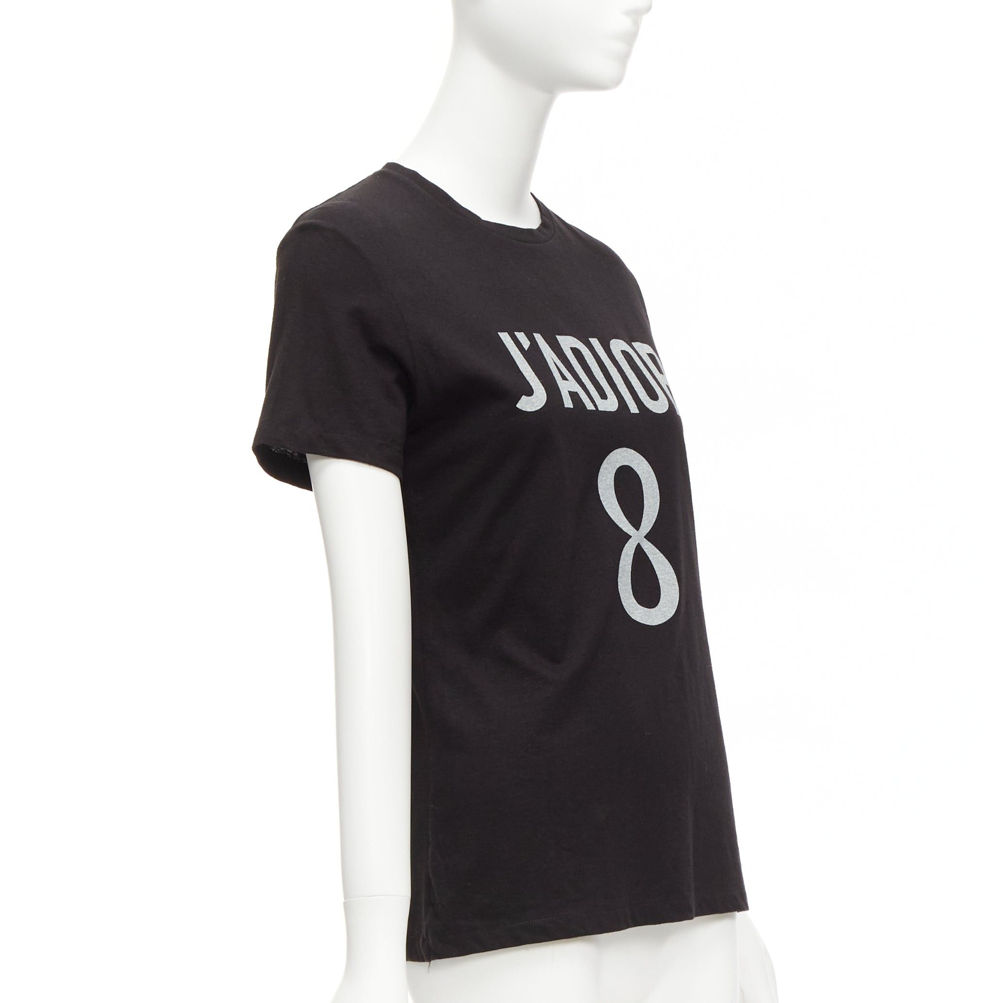 DIOR J'adior 8 black logo distressed screen print fitted tshirt XS