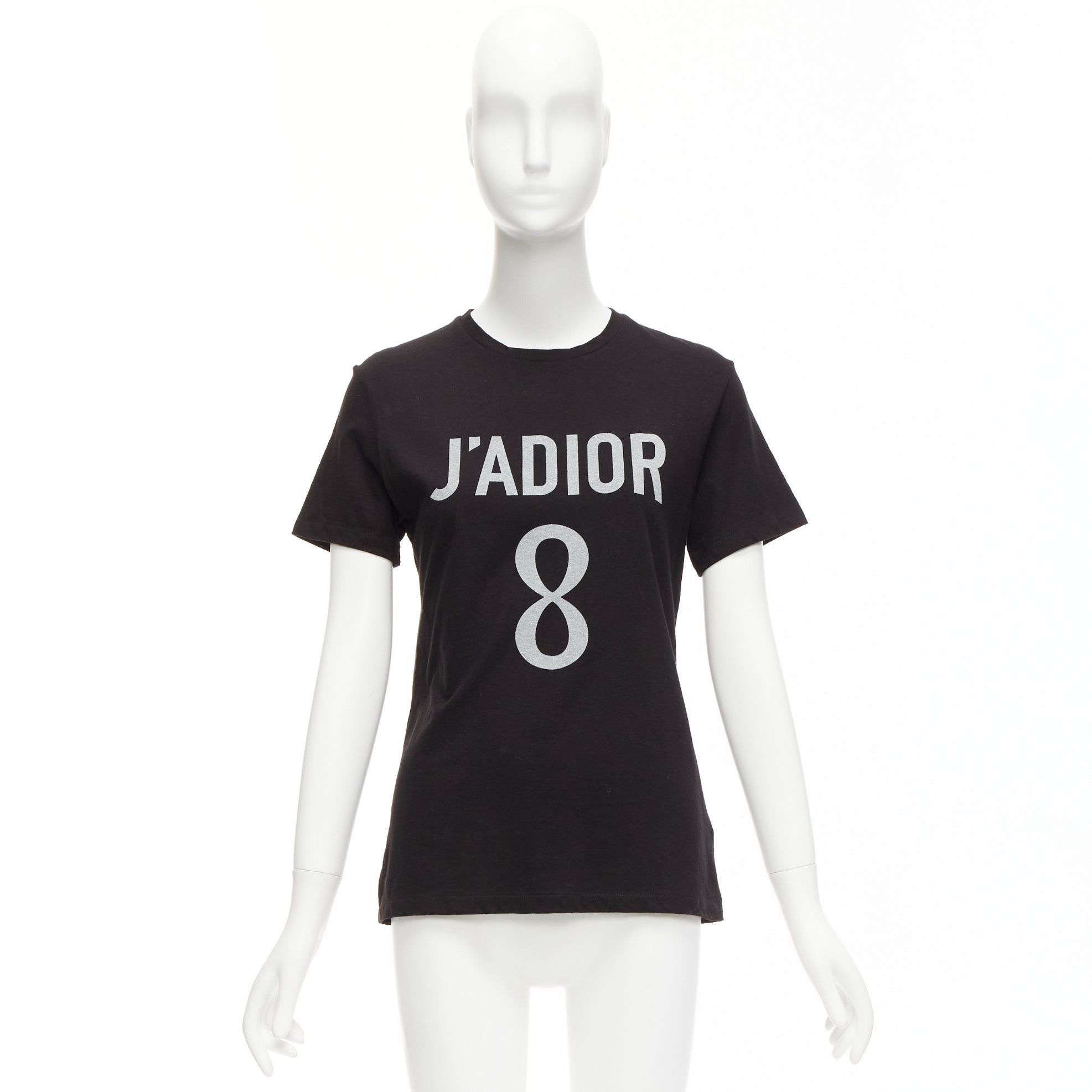 DIOR J'adior 8 black logo distressed screen print fitted tshirt XS