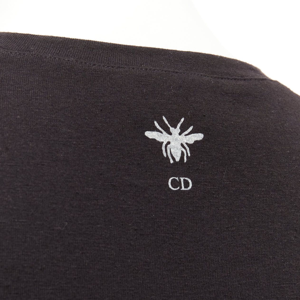 DIOR J'adior 8 black logo distressed screen print fitted tshirt XS