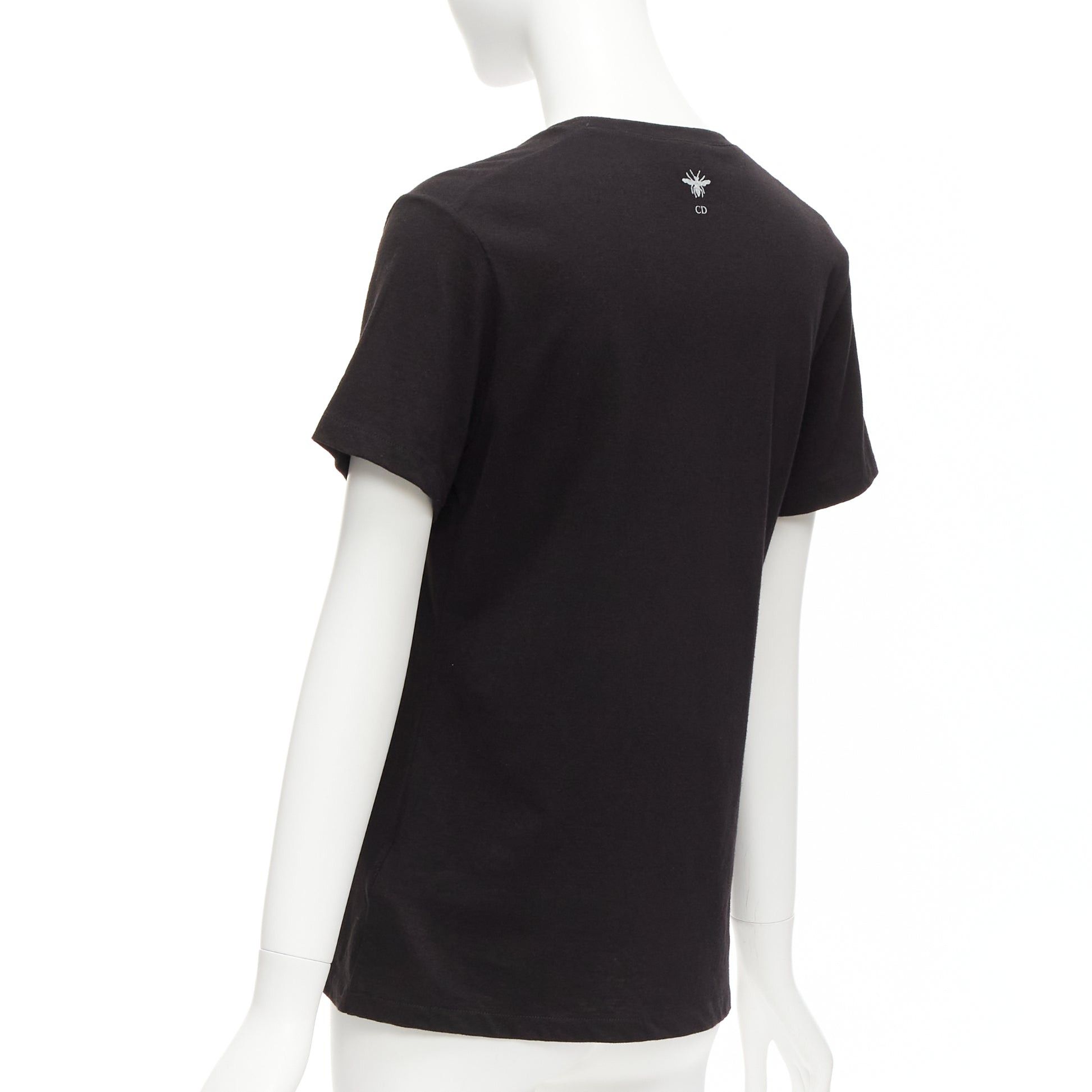 DIOR J'adior 8 black logo distressed screen print fitted tshirt XS