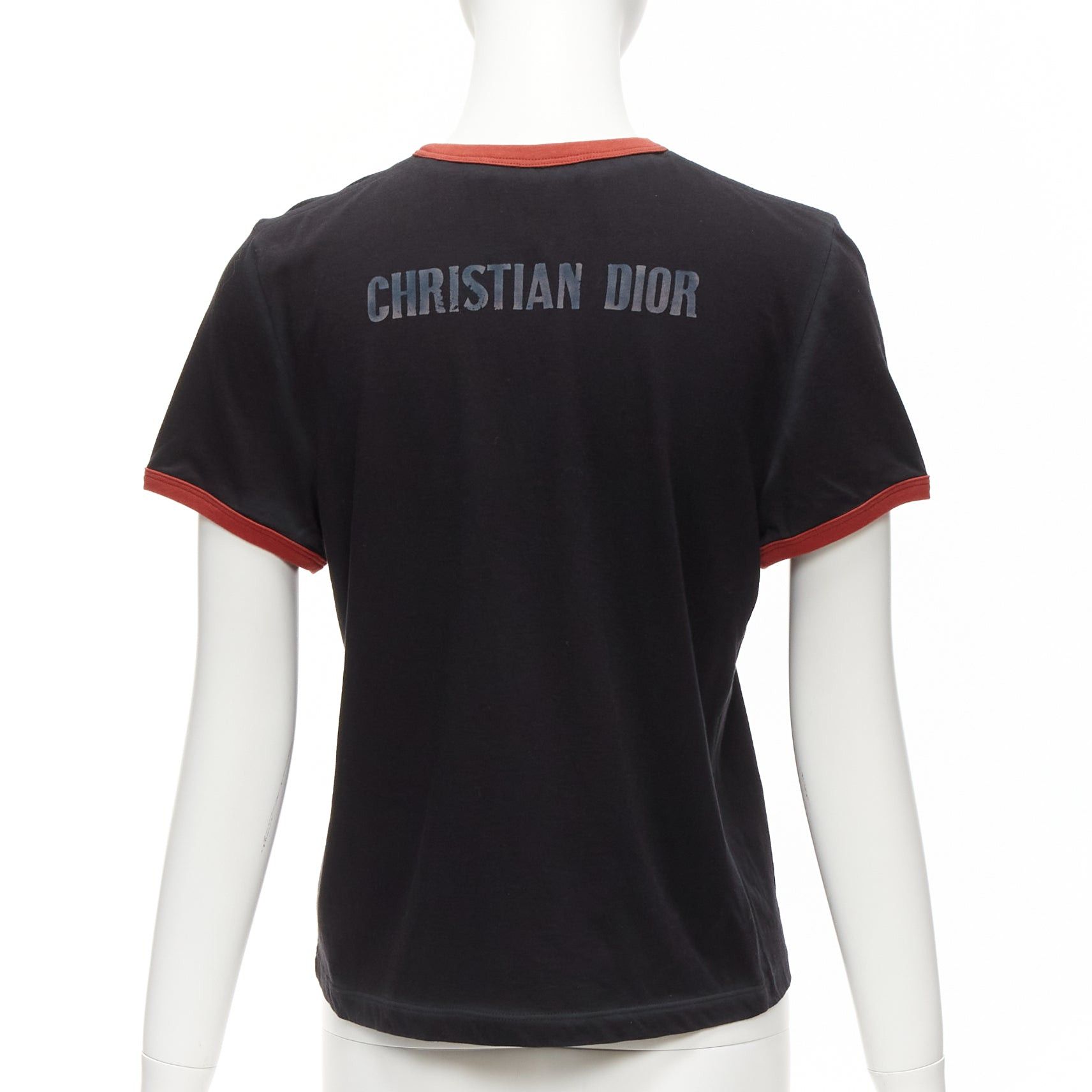 Dior rare DIOR Valentines black red J'adior Paris vintage print ringer tshirt XS Size S / US 4 / IT 40 - 5 Thumbnail