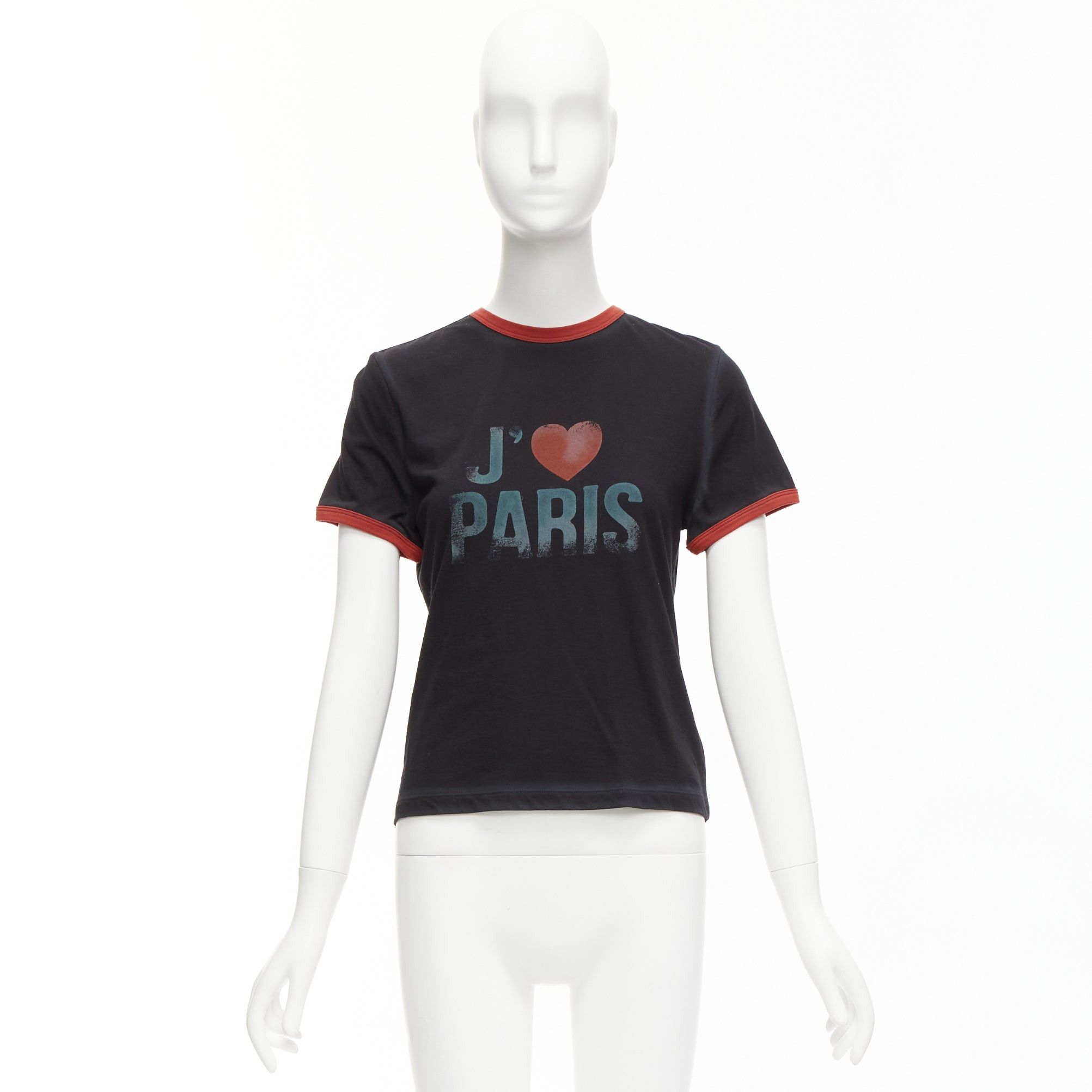 Dior rare DIOR Valentines black red J'adior Paris vintage print ringer tshirt XS Size S / US 4 / IT 40 - 9 Thumbnail