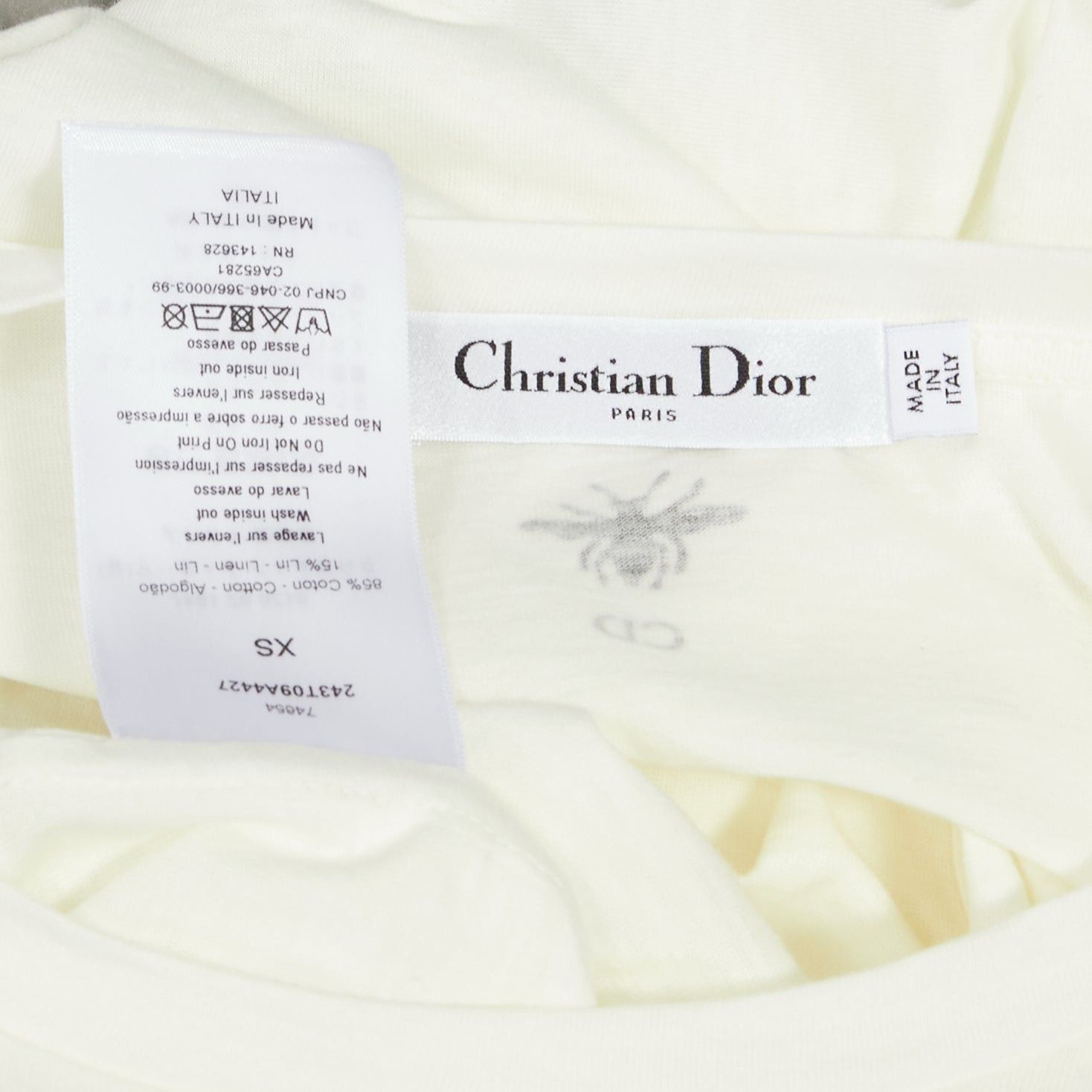 Dior DIOR Lucky Dior Zodiac Pixel print white cotton linen short sleeve tshirt XS Size S / US 4 / IT 40 - 9 Thumbnail