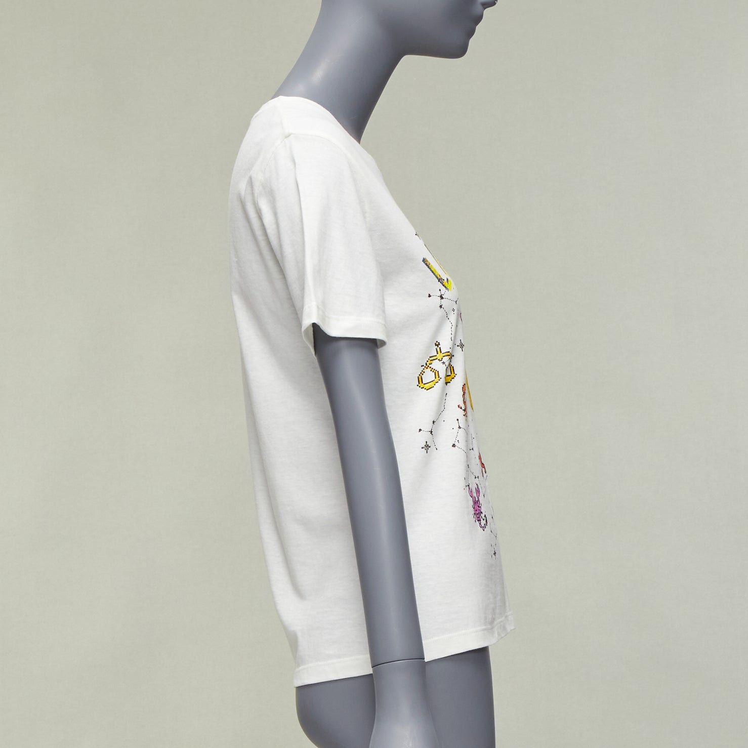 Dior DIOR Lucky Dior Zodiac Pixel print white cotton linen short sleeve tshirt XS Size S / US 4 / IT 40 - 4 Thumbnail