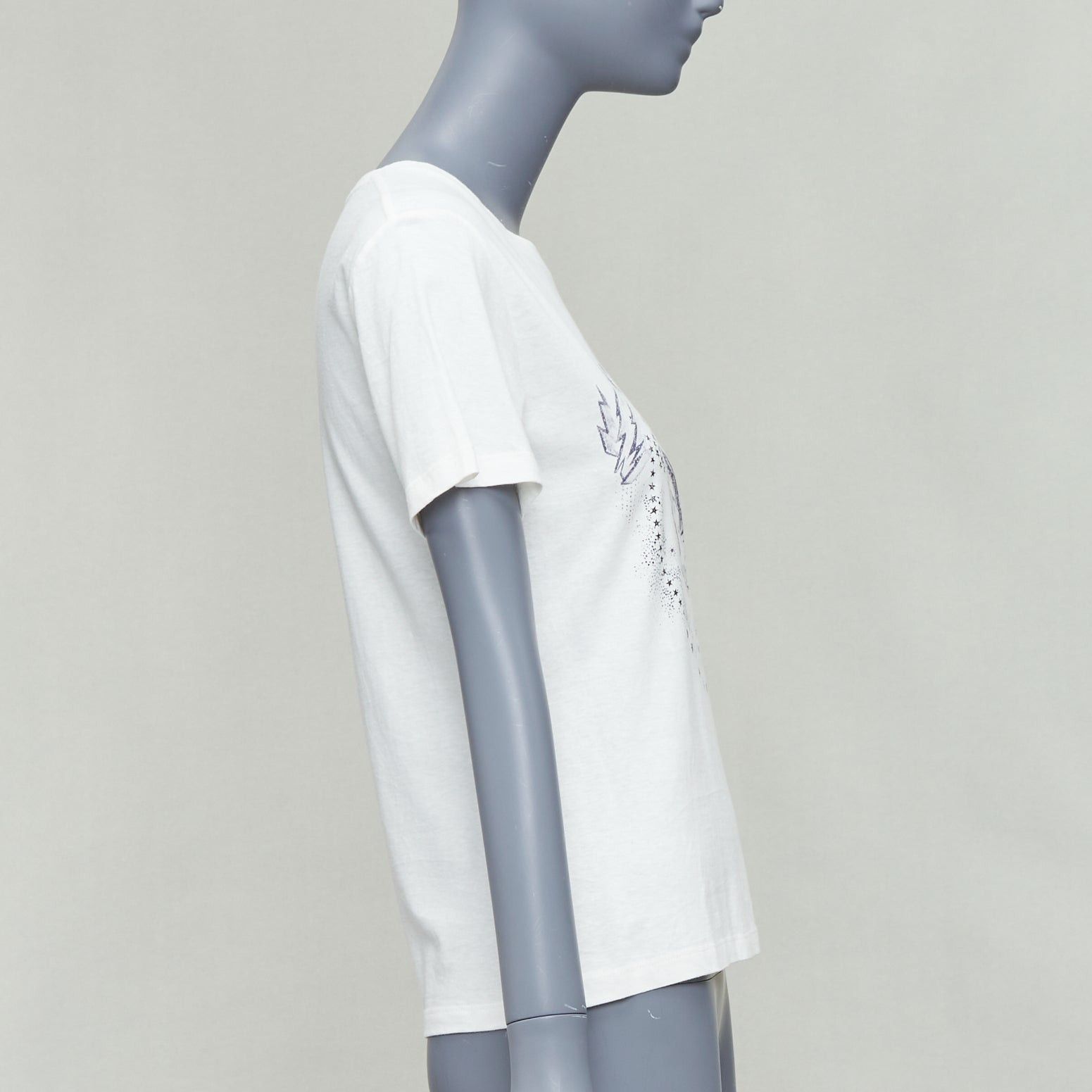 Dior DIOR navy double bird astrology print white cotton linen short sleeve tshirt XS Size S / US 4 / IT 40 - 4 Thumbnail