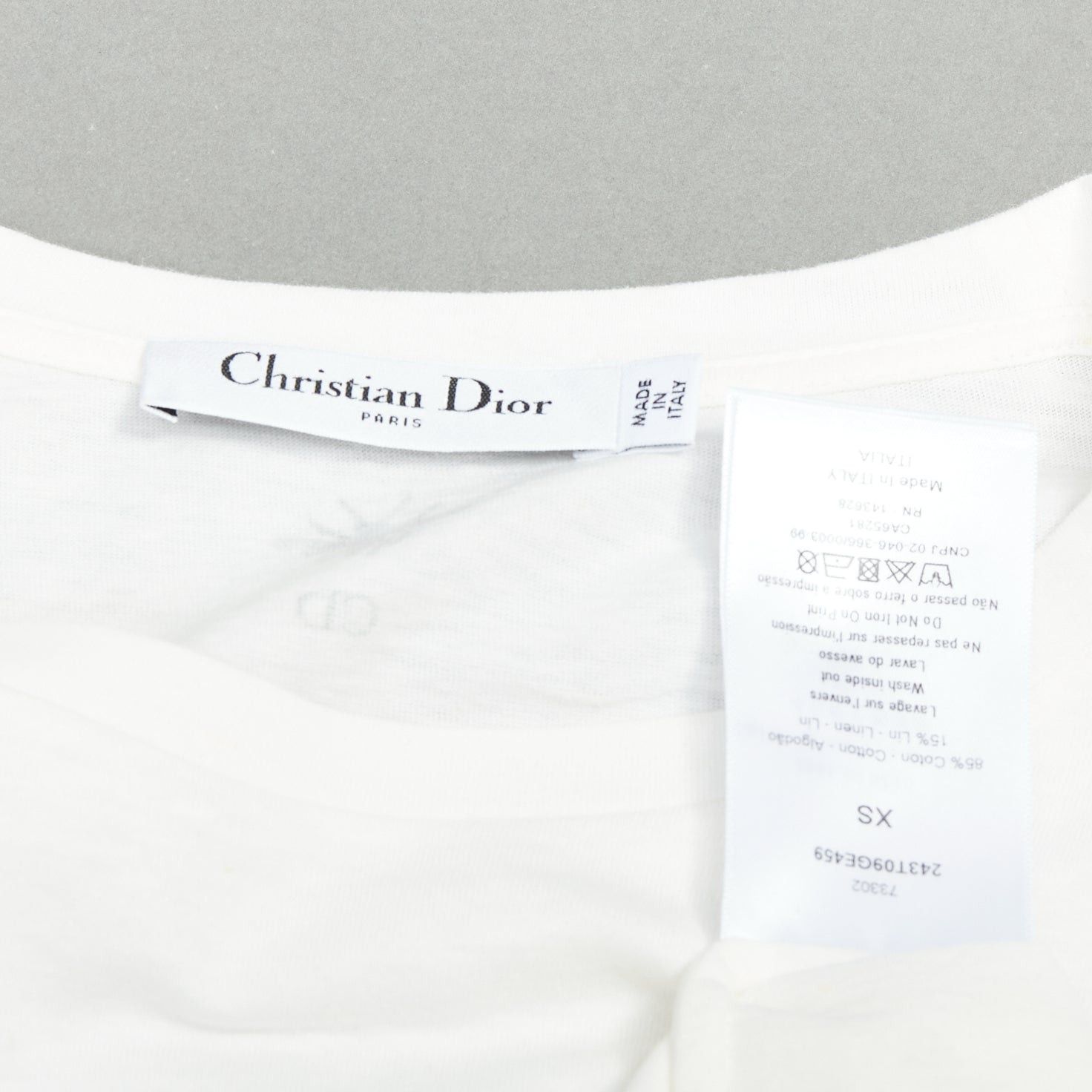 Dior DIOR navy double bird astrology print white cotton linen short sleeve tshirt XS Size S / US 4 / IT 40 - 8 Thumbnail
