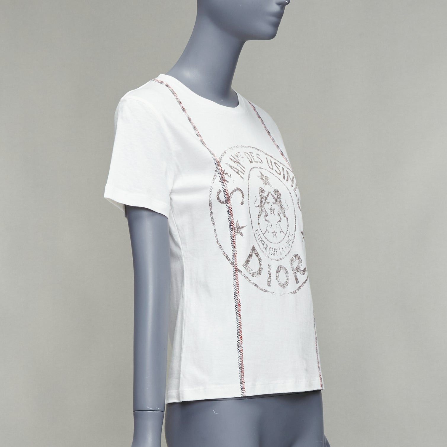 Dior CHRISTIAN DIOR 2022 L'union fait le Force white cotton linen stamp tee XS Size S / US 4 / IT 40 - 3 Thumbnail