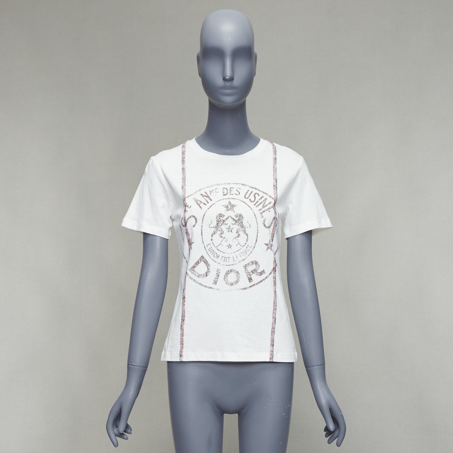 Dior CHRISTIAN DIOR 2022 L'union fait le Force white cotton linen stamp tee XS Size S / US 4 / IT 40 - 9 Thumbnail