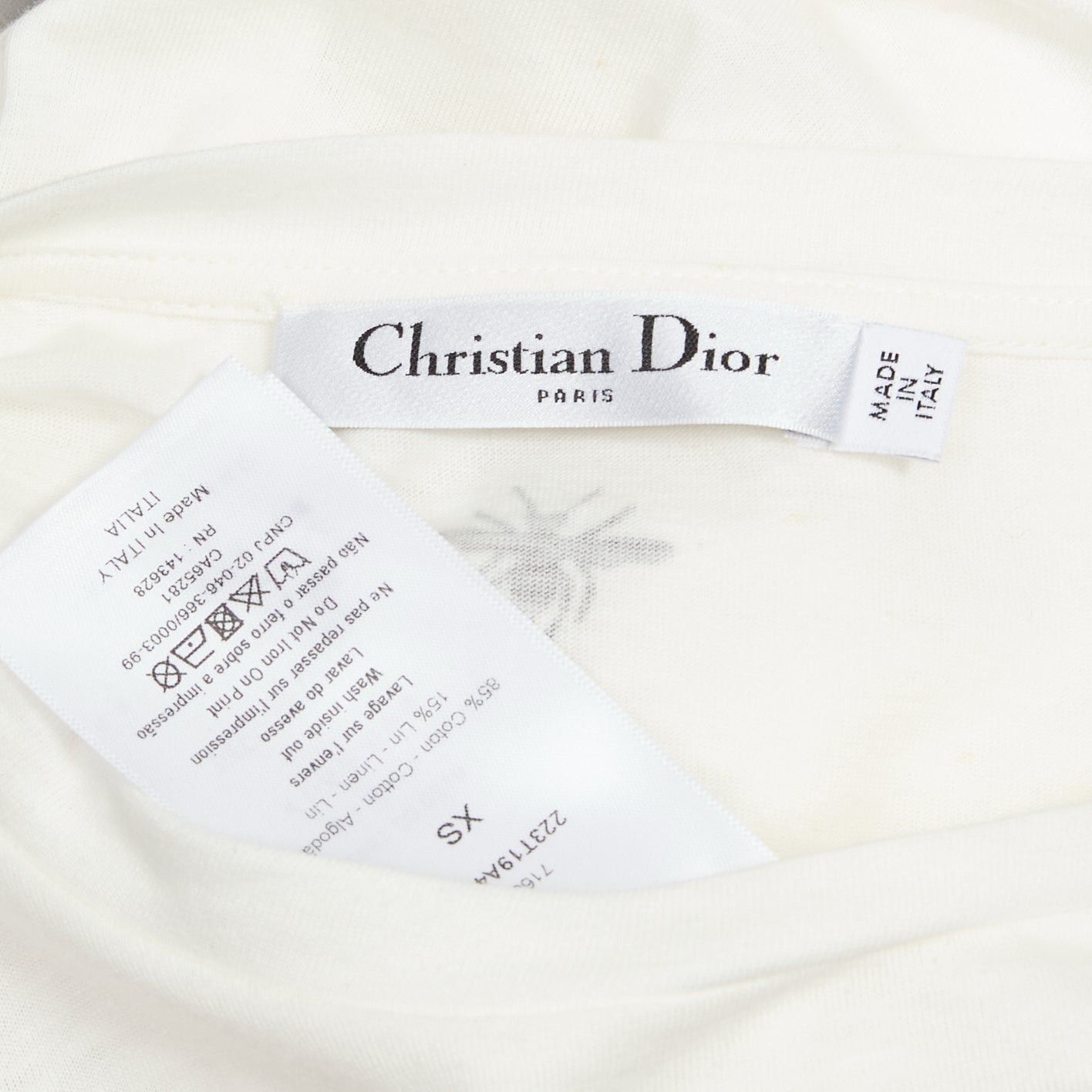 Dior DIOR Vibe blue star logo graphic print white cotton linen short sleeve tshirt XS Size S / US 4 / IT 40 - 9 Thumbnail