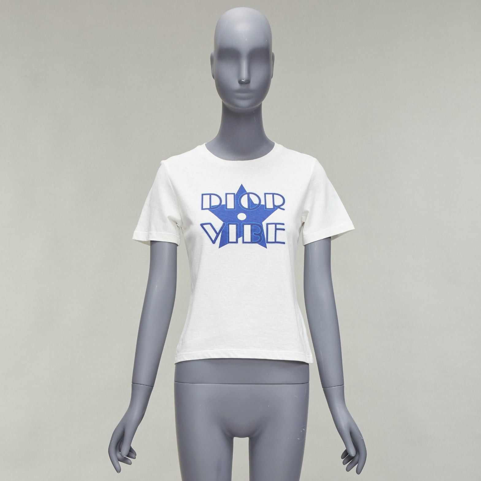Dior DIOR Vibe blue star logo graphic print white cotton linen short sleeve tshirt XS Size S / US 4 / IT 40 - 10 Thumbnail