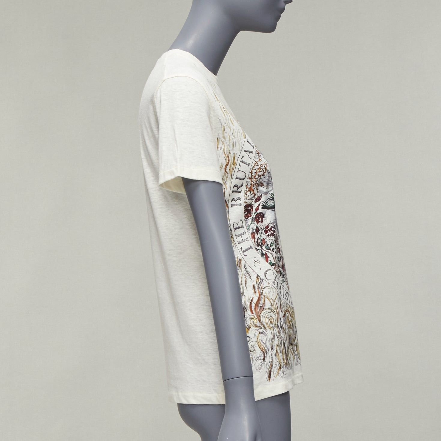 Dior DIOR Brutal Journey OF The Heart graphic print ecru cotton linen tshirt XS Size S / US 4 / IT 40 - 4 Thumbnail