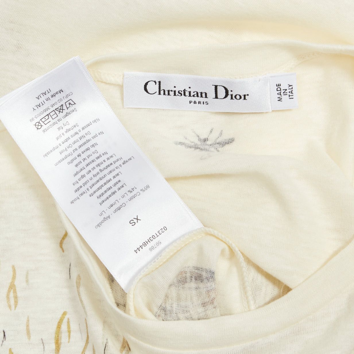 Dior DIOR Brutal Journey OF The Heart graphic print ecru cotton linen tshirt XS Size S / US 4 / IT 40 - 9 Thumbnail