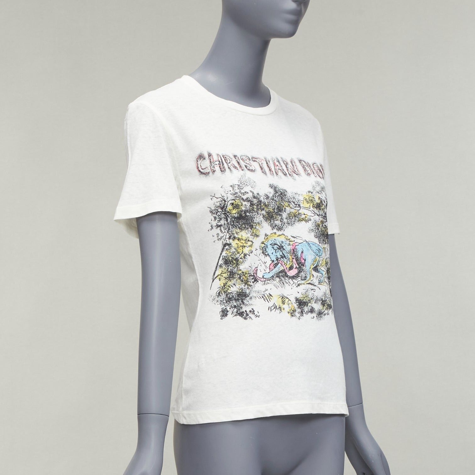 Dior DIOR ecru Toile De Jouy logo graphic print cotton linen short sleeve tshirt XS Size S / US 4 / IT 40 - 3 Thumbnail