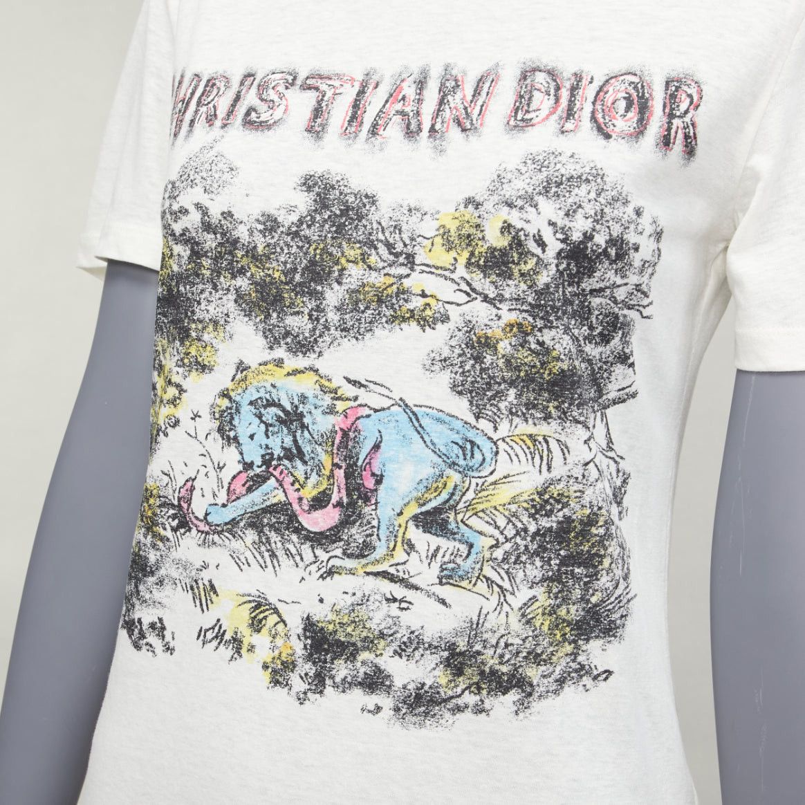 Dior DIOR ecru Toile De Jouy logo graphic print cotton linen short sleeve tshirt XS Size S / US 4 / IT 40 - 7 Thumbnail