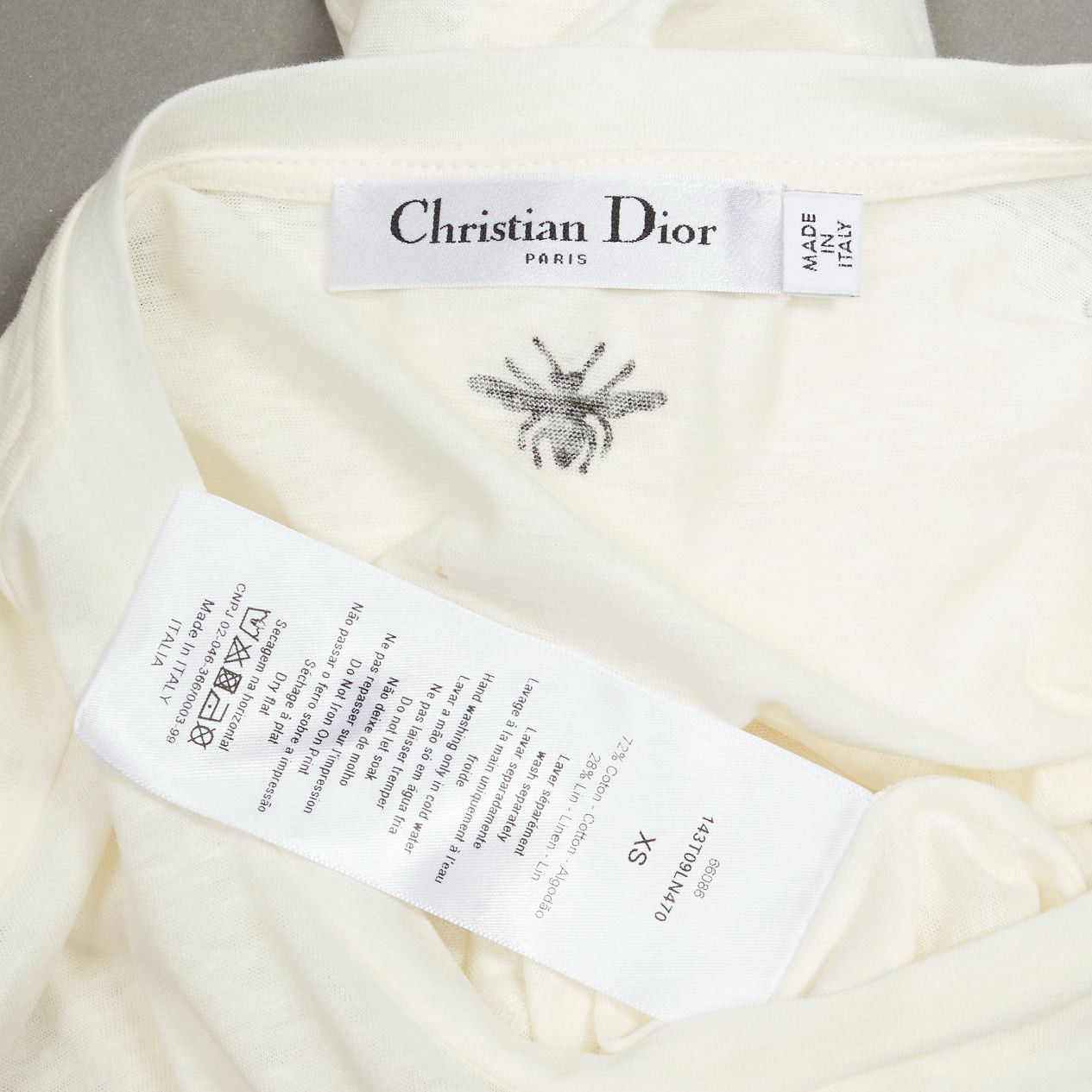 Dior DIOR ecru Toile De Jouy logo graphic print cotton linen short sleeve tshirt XS Size S / US 4 / IT 40 - 8 Thumbnail