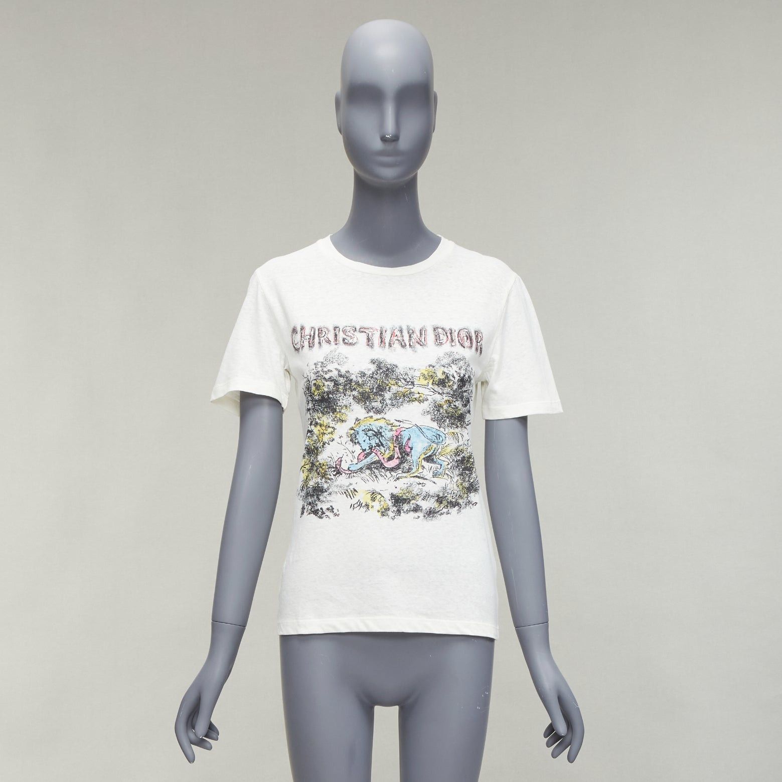 Dior DIOR ecru Toile De Jouy logo graphic print cotton linen short sleeve tshirt XS Size S / US 4 / IT 40 - 9 Thumbnail