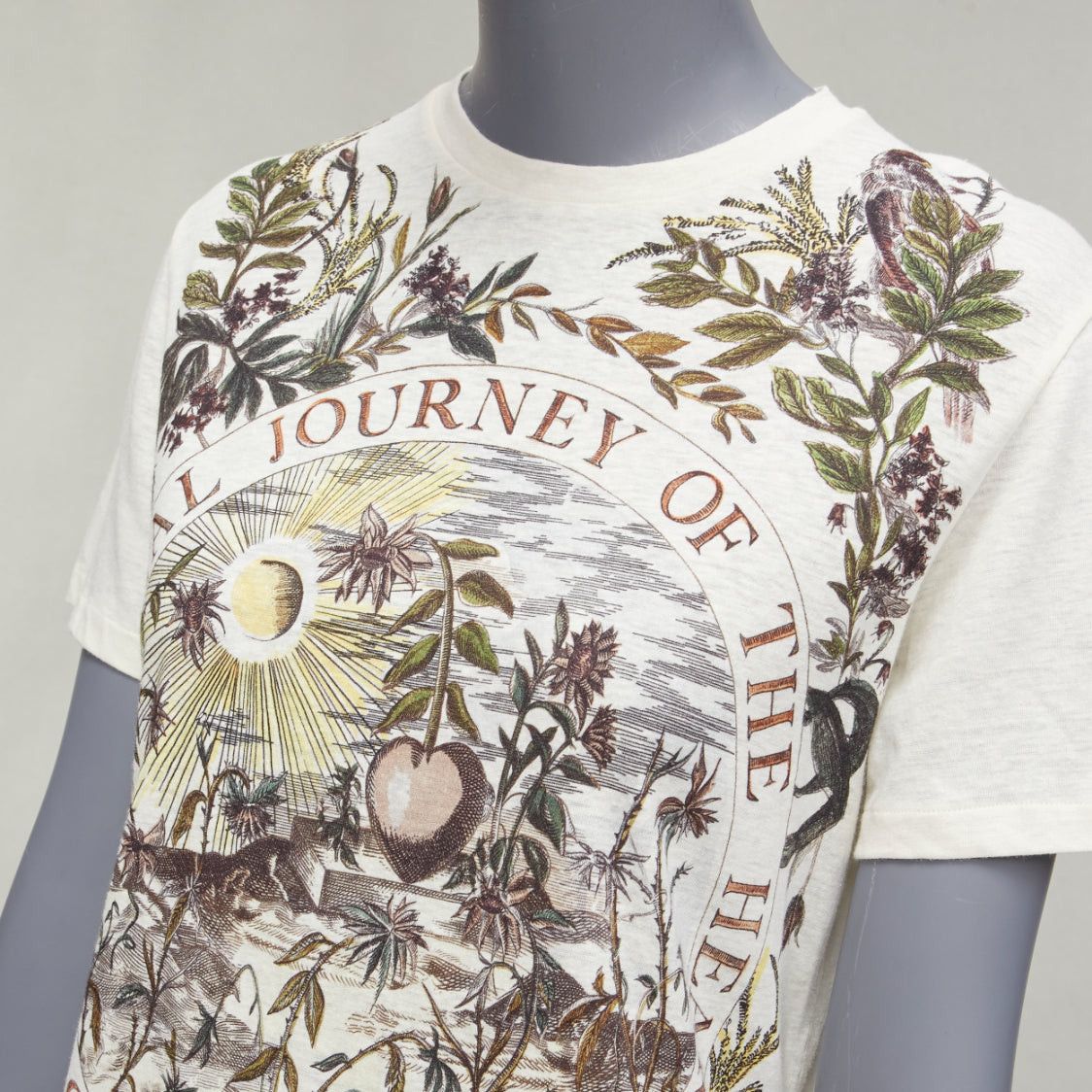 Dior CHRISTIAN DIOR cream cotton linen brutal journey of the heart crew tshirt S Size ONE SIZE - 7 Thumbnail