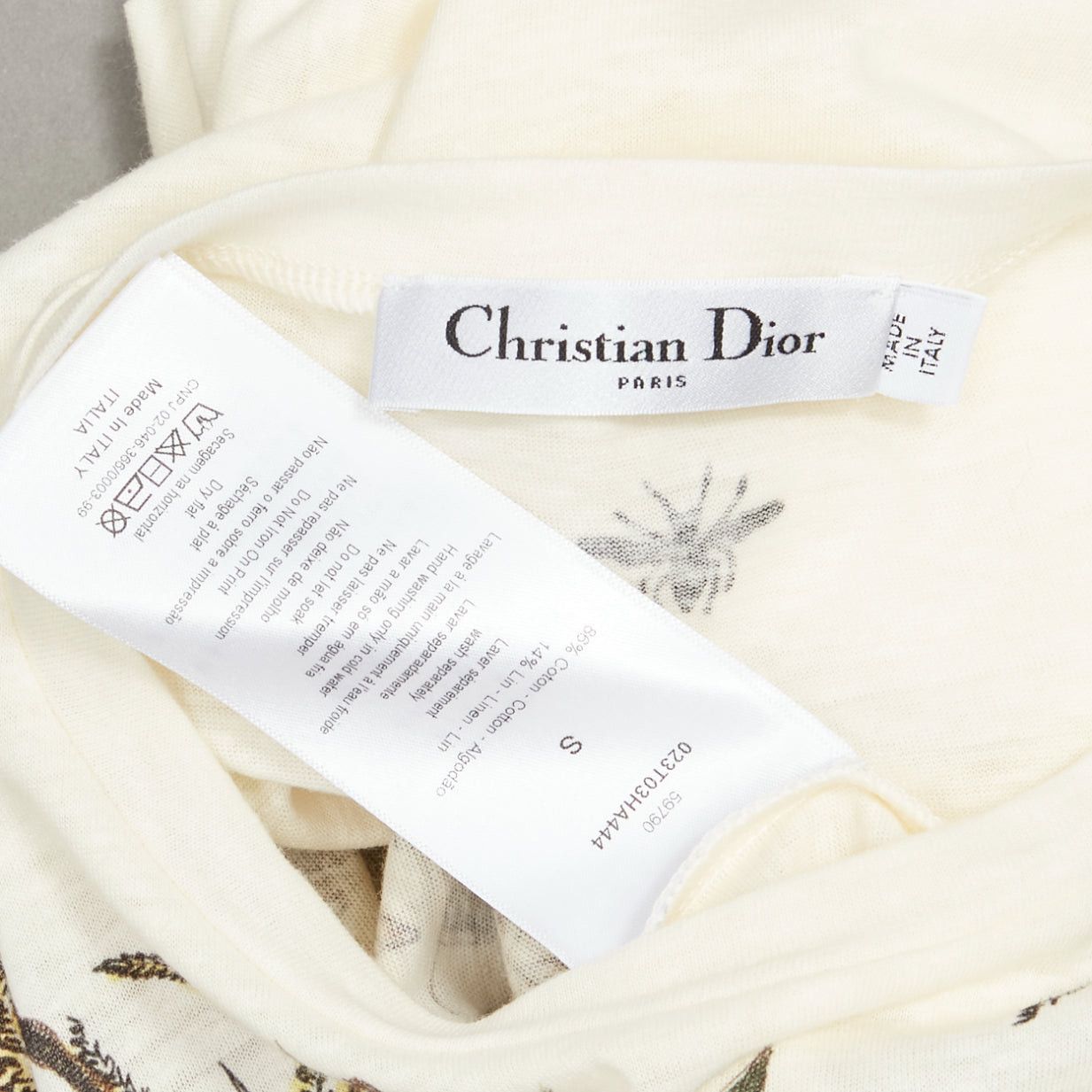 Dior CHRISTIAN DIOR cream cotton linen brutal journey of the heart crew tshirt S Size ONE SIZE - 9 Thumbnail
