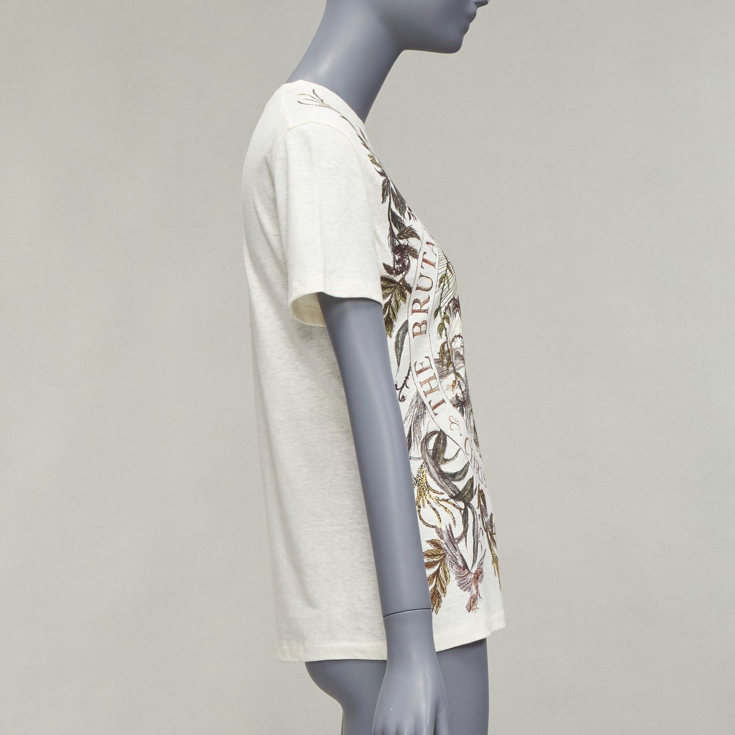 Dior CHRISTIAN DIOR cream cotton linen brutal journey of the heart crew tshirt S Size ONE SIZE - 4 Thumbnail