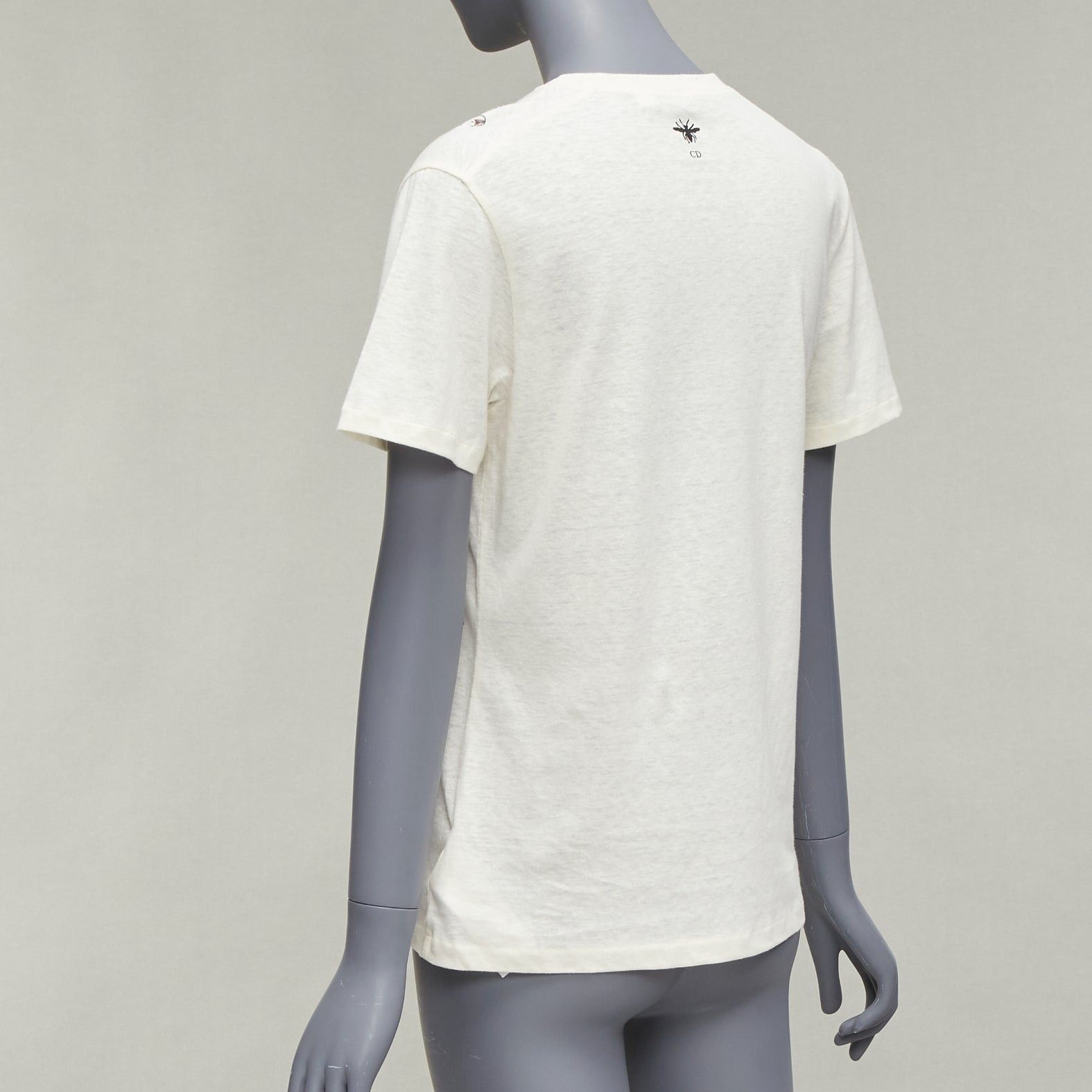 Dior CHRISTIAN DIOR cream cotton linen brutal journey of the heart crew tshirt S Size ONE SIZE - 6 Thumbnail