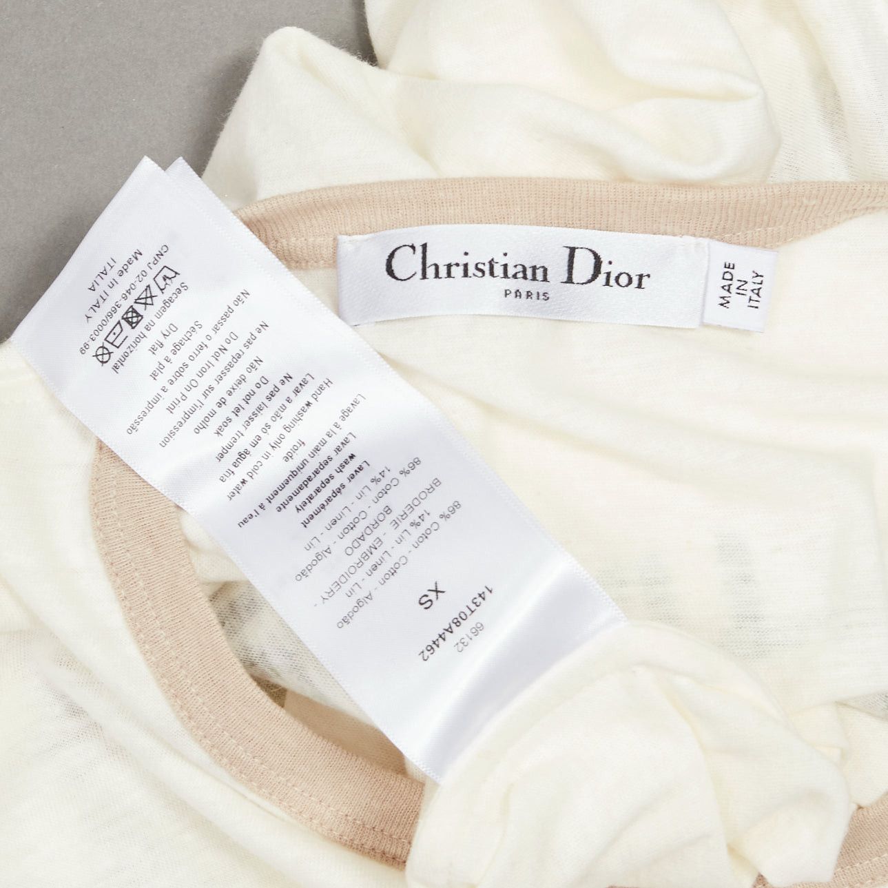 Dior CHRISTIAN DIOR Princess and Dragon green cream beige foil print ringer tshirt XS Size S / US 4 / IT 40 - 10 Thumbnail