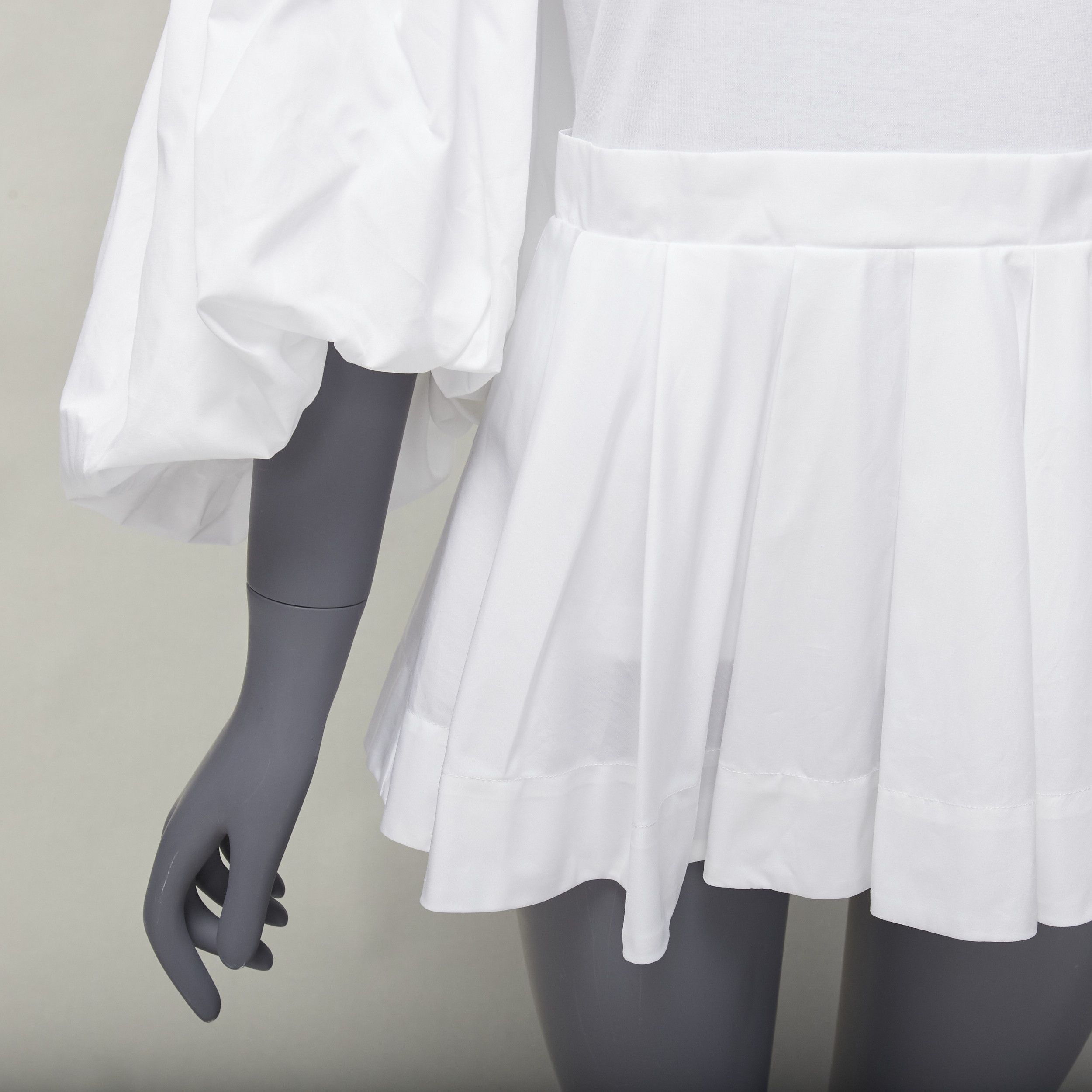 Alexander McQueen ALEXANDER MCQUEEN white cotton cold shoulder puff sleeve peplum tshirt IT38 XS Size XS / US 0-2 / IT 36-38 - 2 Thumbnail