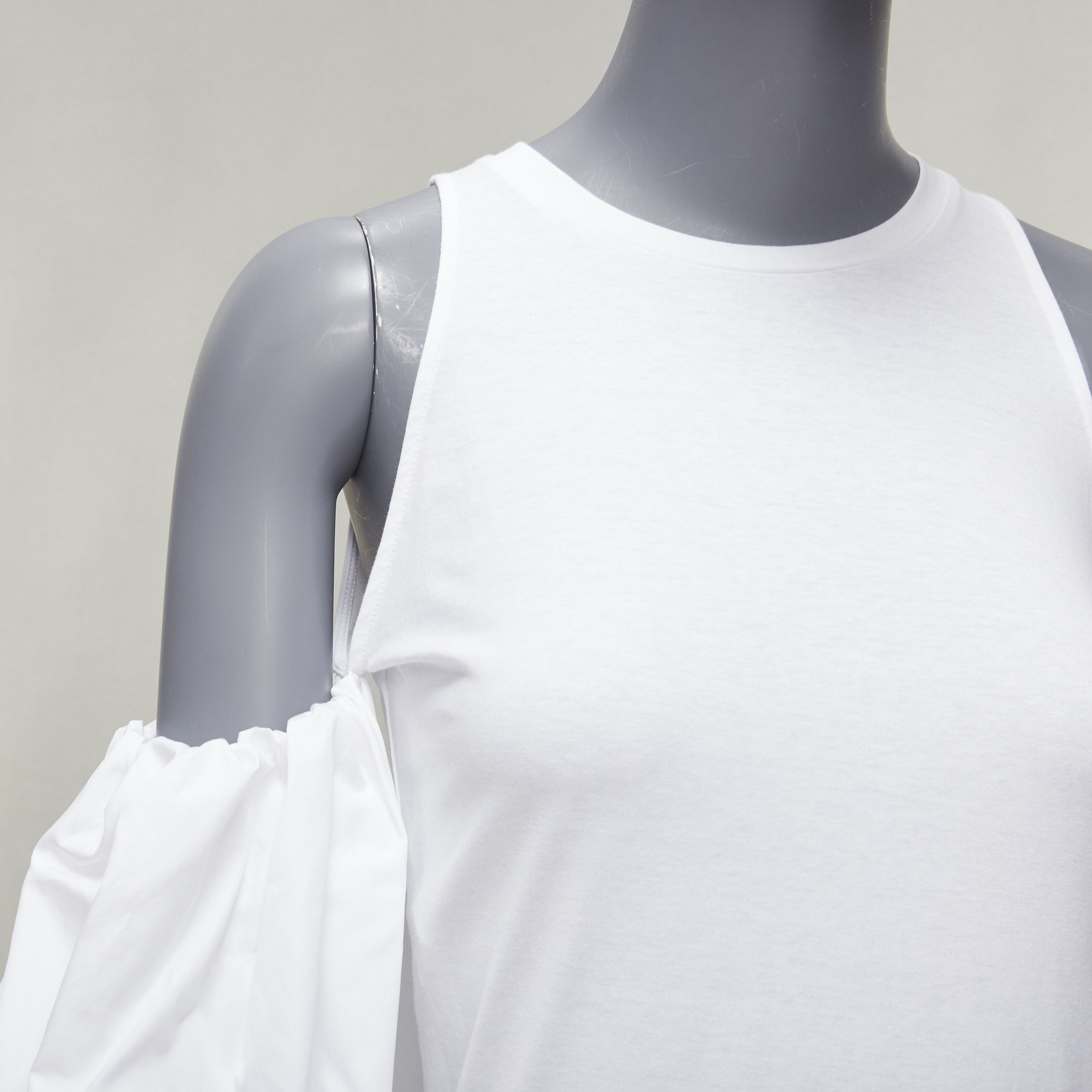 Alexander McQueen ALEXANDER MCQUEEN white cotton cold shoulder puff sleeve peplum tshirt IT38 XS Size XS / US 0-2 / IT 36-38 - 7 Thumbnail