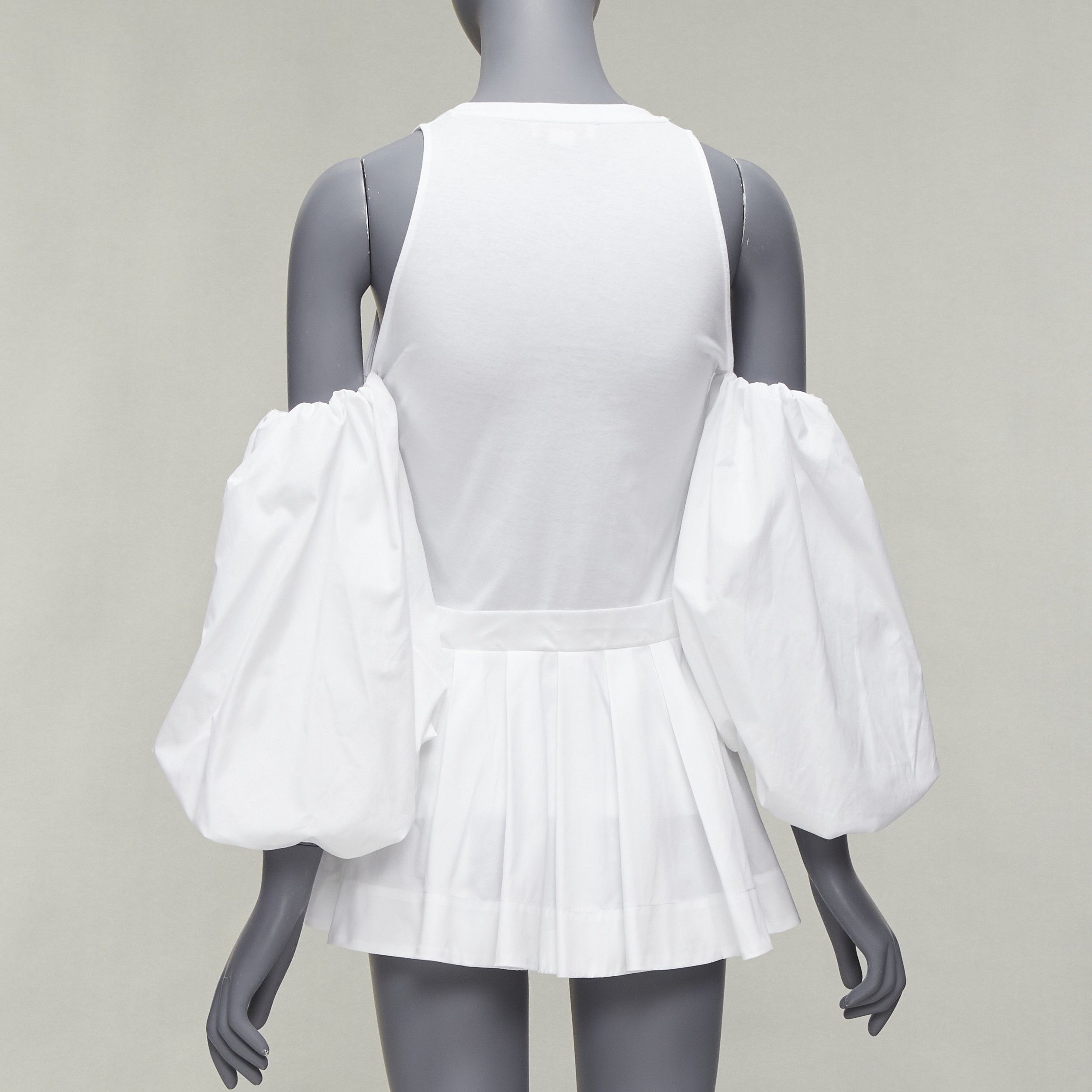 Alexander McQueen ALEXANDER MCQUEEN white cotton cold shoulder puff sleeve peplum tshirt IT38 XS Size XS / US 0-2 / IT 36-38 - 5 Thumbnail