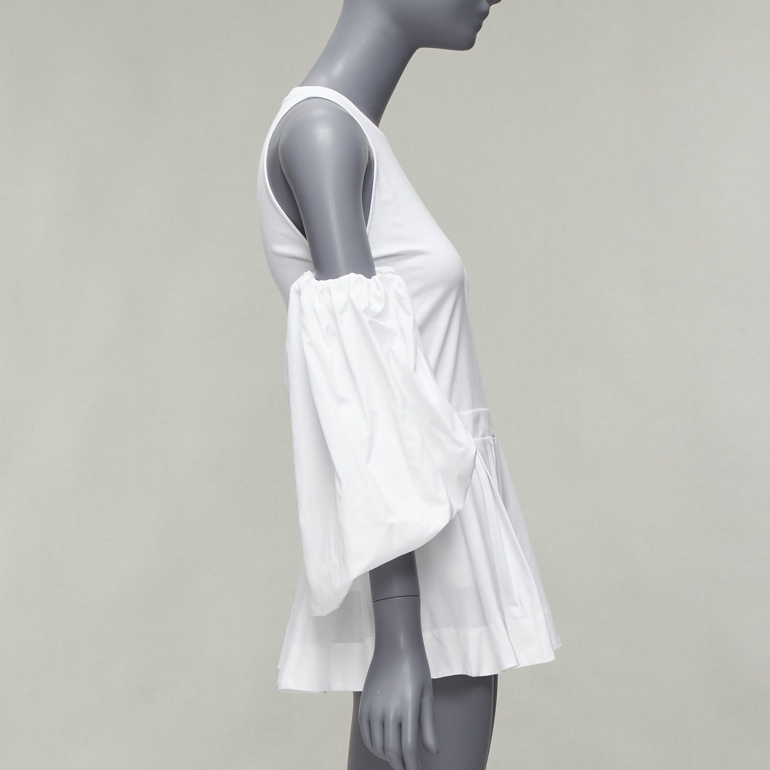 Alexander McQueen ALEXANDER MCQUEEN white cotton cold shoulder puff sleeve peplum tshirt IT38 XS Size XS / US 0-2 / IT 36-38 - 4 Thumbnail