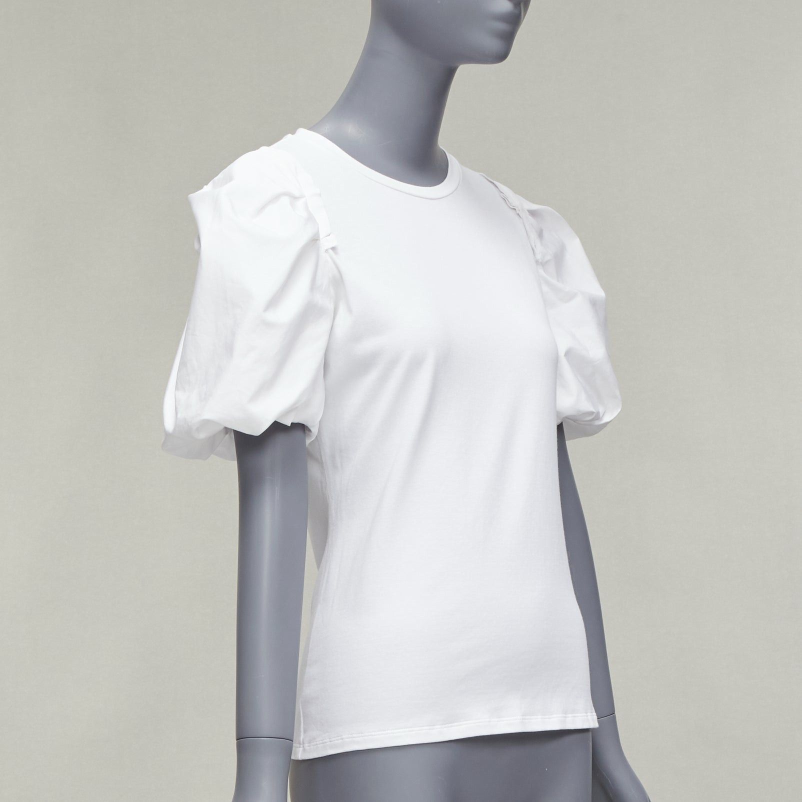 Alexander McQueen ALEXANDER MCQUEEN white cotton puff short sleeves fitted tshirt top IT38 XS Size XS / US 0-2 / IT 36-38 - 3 Thumbnail