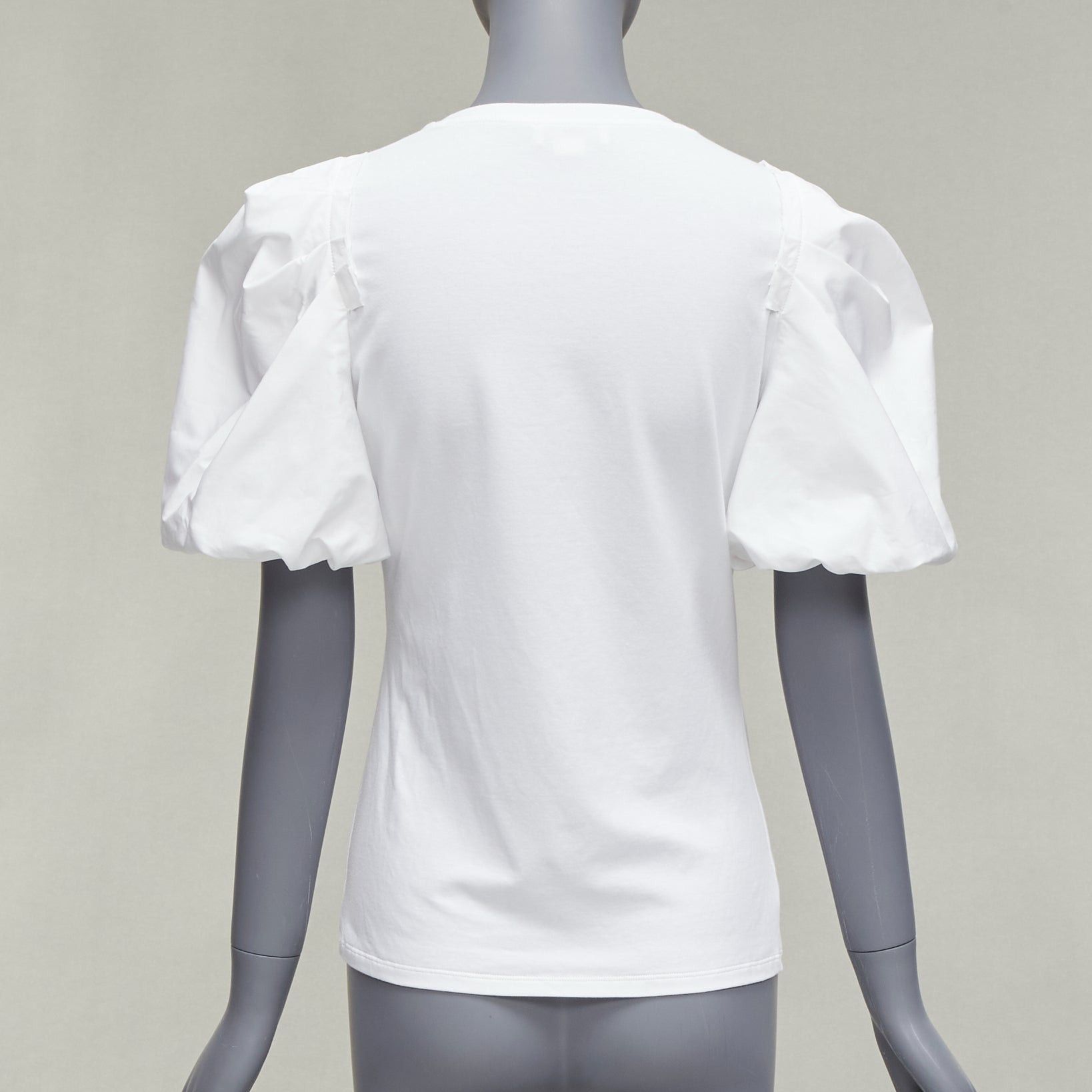 Alexander McQueen ALEXANDER MCQUEEN white cotton puff short sleeves fitted tshirt top IT38 XS Size XS / US 0-2 / IT 36-38 - 5 Thumbnail