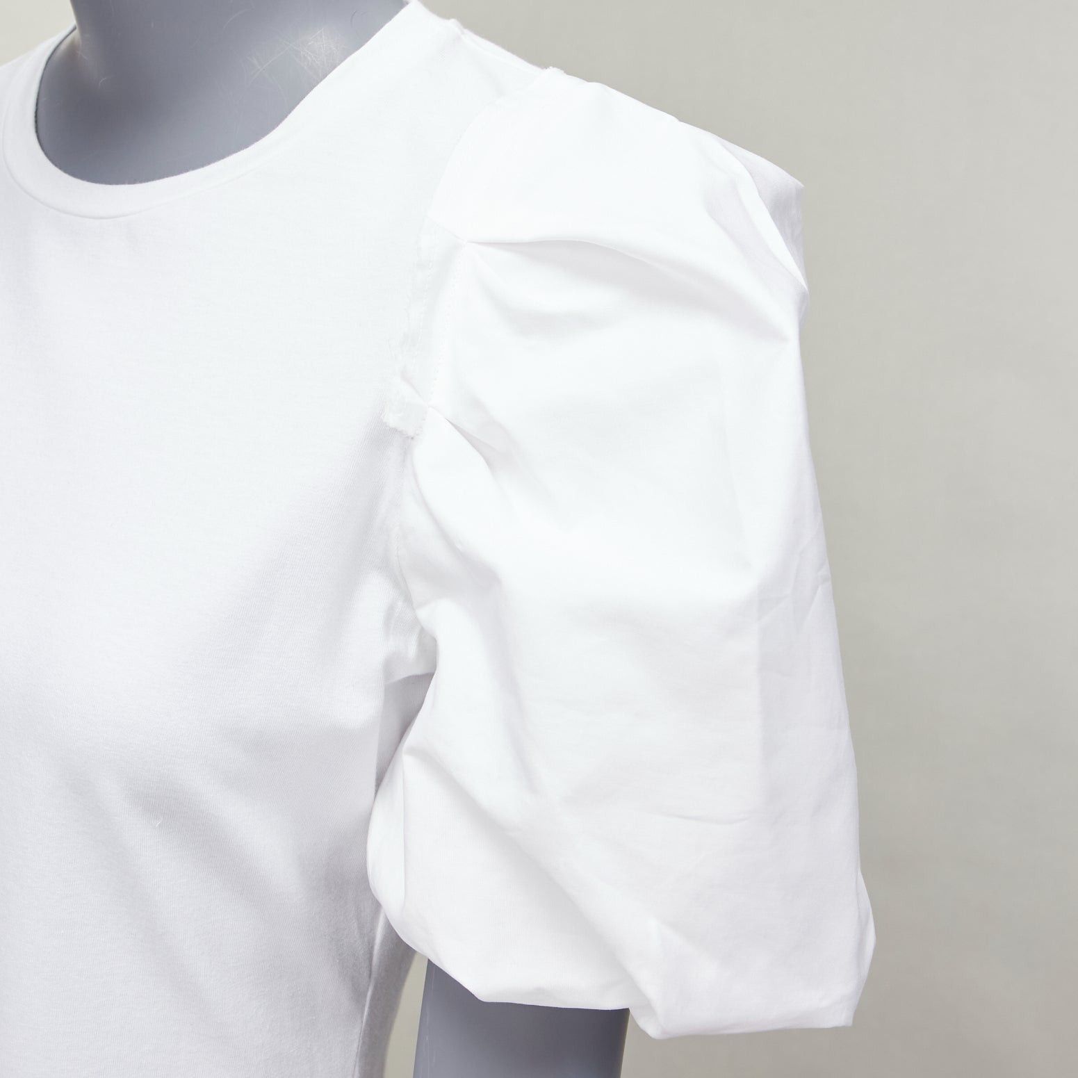 Alexander McQueen ALEXANDER MCQUEEN white cotton puff short sleeves fitted tshirt top IT38 XS Size XS / US 0-2 / IT 36-38 - 2 Thumbnail