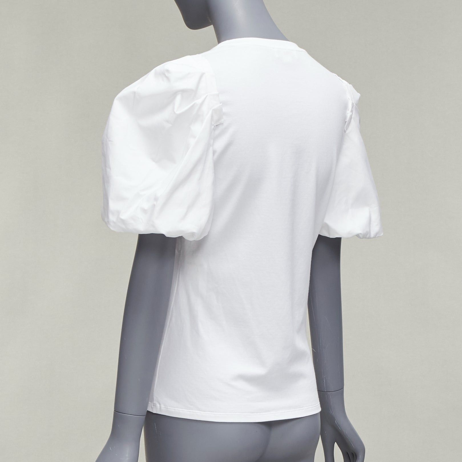 Alexander McQueen ALEXANDER MCQUEEN white cotton puff short sleeves fitted tshirt top IT38 XS Size XS / US 0-2 / IT 36-38 - 6 Thumbnail