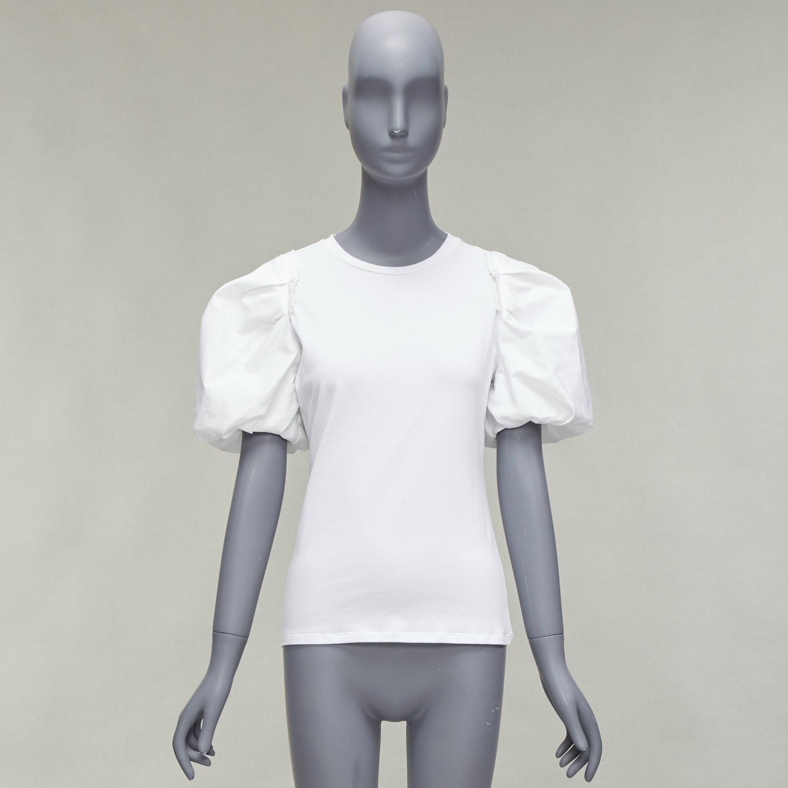 Alexander McQueen ALEXANDER MCQUEEN white cotton puff short sleeves fitted tshirt top IT38 XS Size XS / US 0-2 / IT 36-38 - 9 Thumbnail
