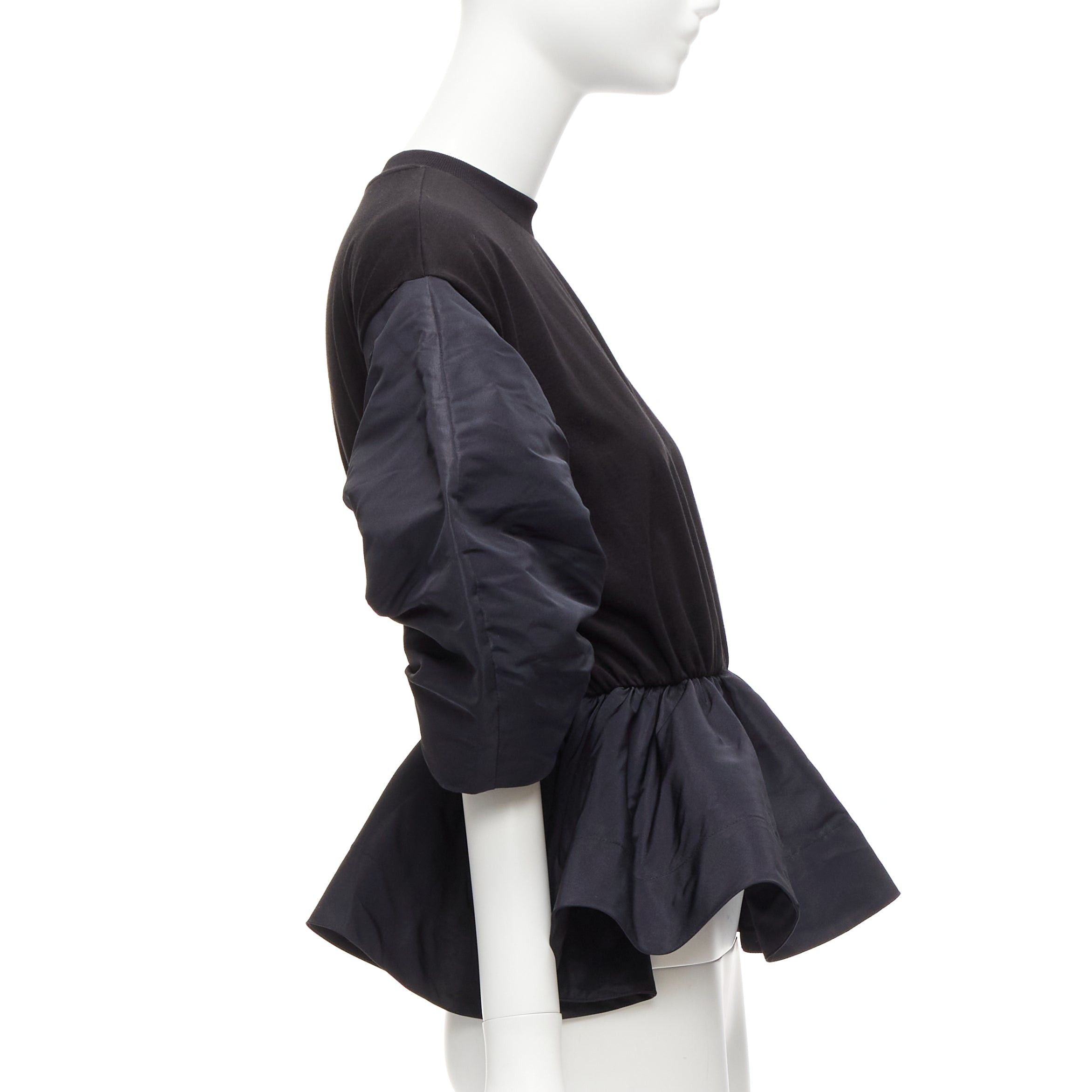 Alexander McQueen ALEXANDER MCQUEEN 2021 black round puff sleeve peplum contrast top IT36 XXS Size XS / US 0-2 / IT 36-38 - 4 Thumbnail