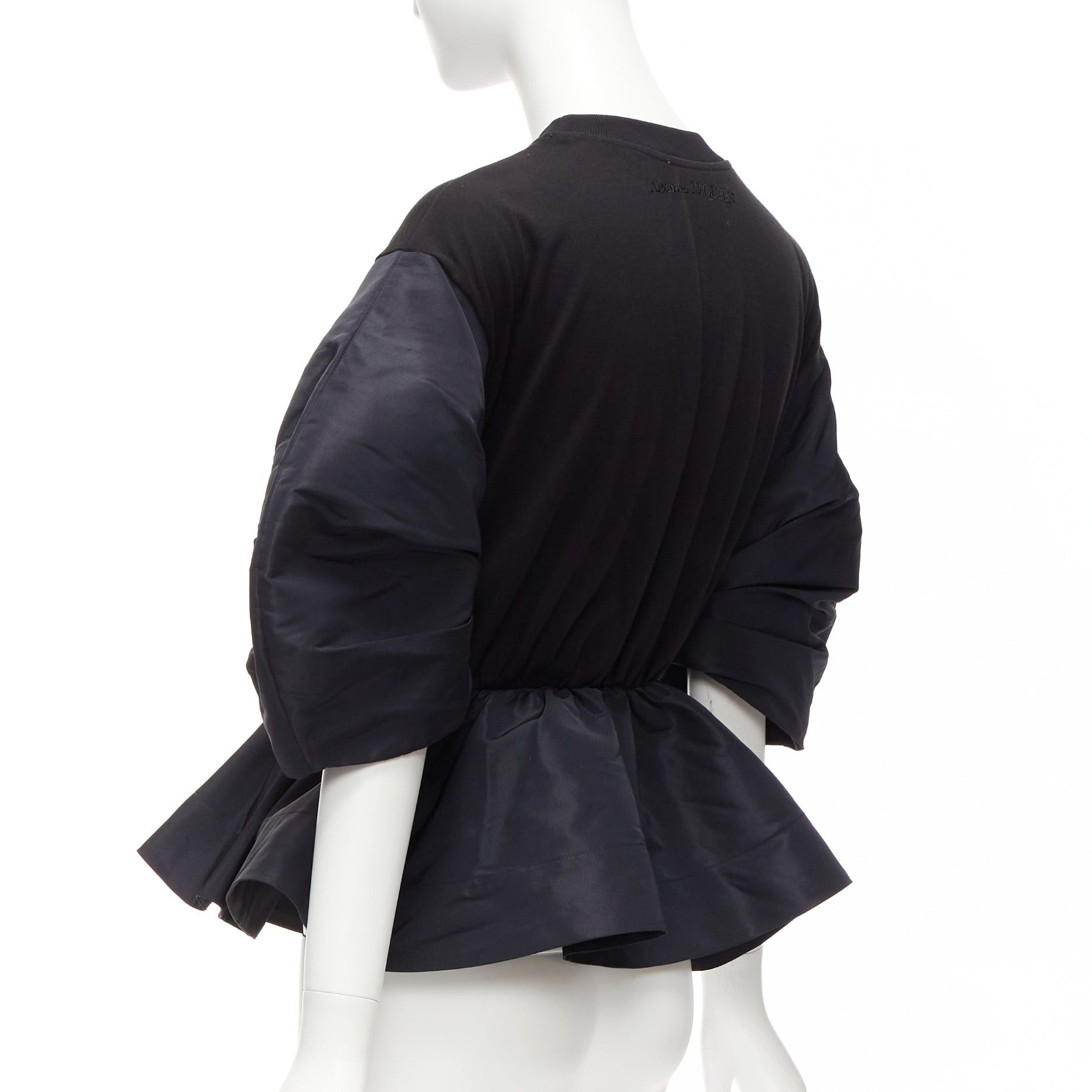 Alexander McQueen ALEXANDER MCQUEEN 2021 black round puff sleeve peplum contrast top IT36 XXS Size XS / US 0-2 / IT 36-38 - 6 Thumbnail