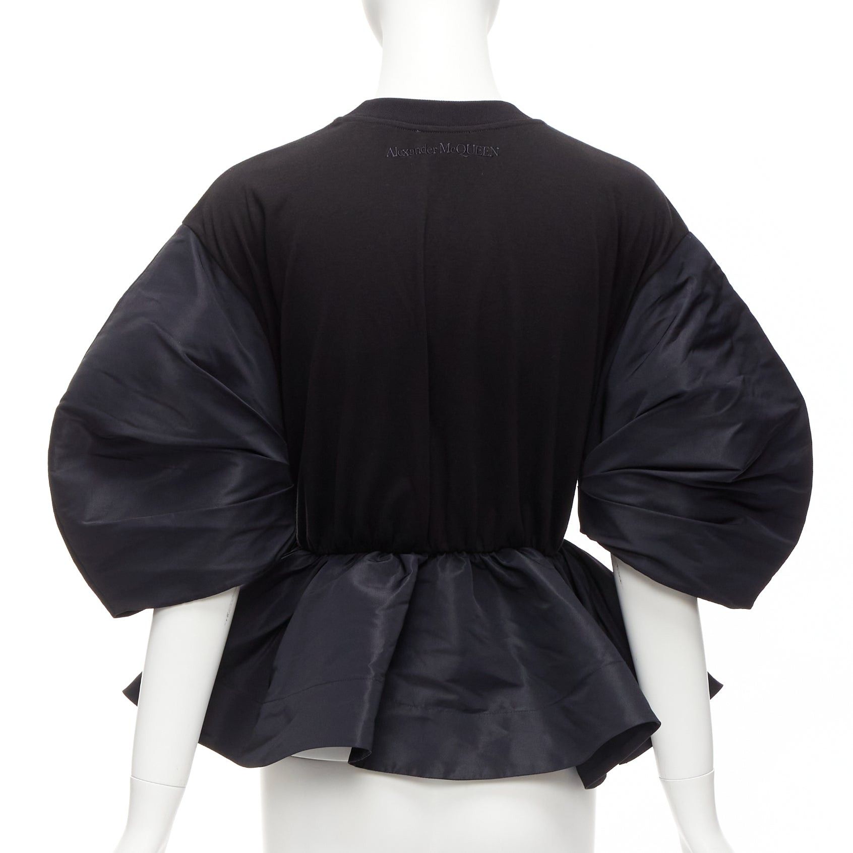 Alexander McQueen ALEXANDER MCQUEEN 2021 black round puff sleeve peplum contrast top IT36 XXS Size XS / US 0-2 / IT 36-38 - 5 Thumbnail