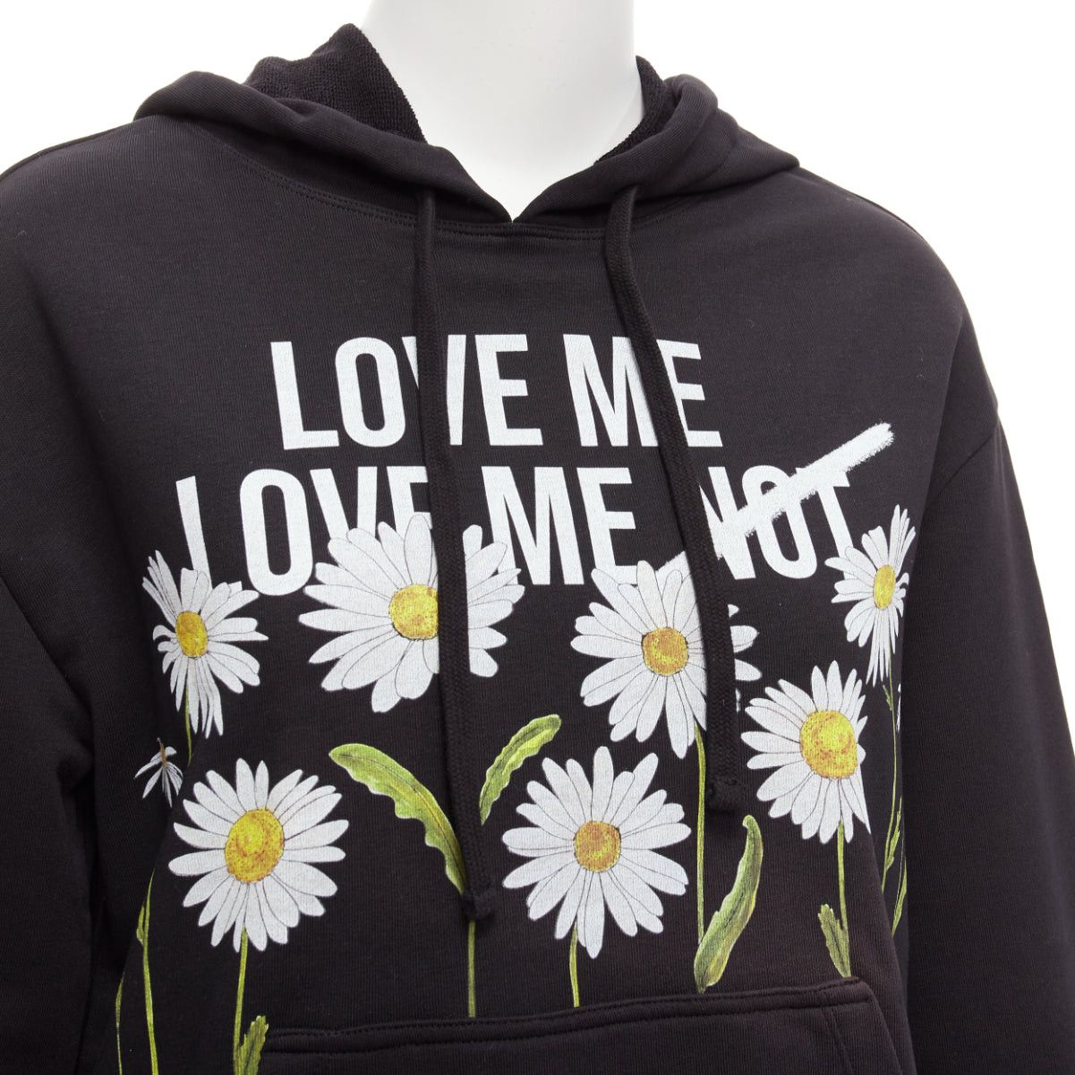 RED Valentino RED VALENTINO black cotton blend Love Me Not daisy print pocketed hoodie XS Size S / US 4 / IT 40 - 2 Thumbnail