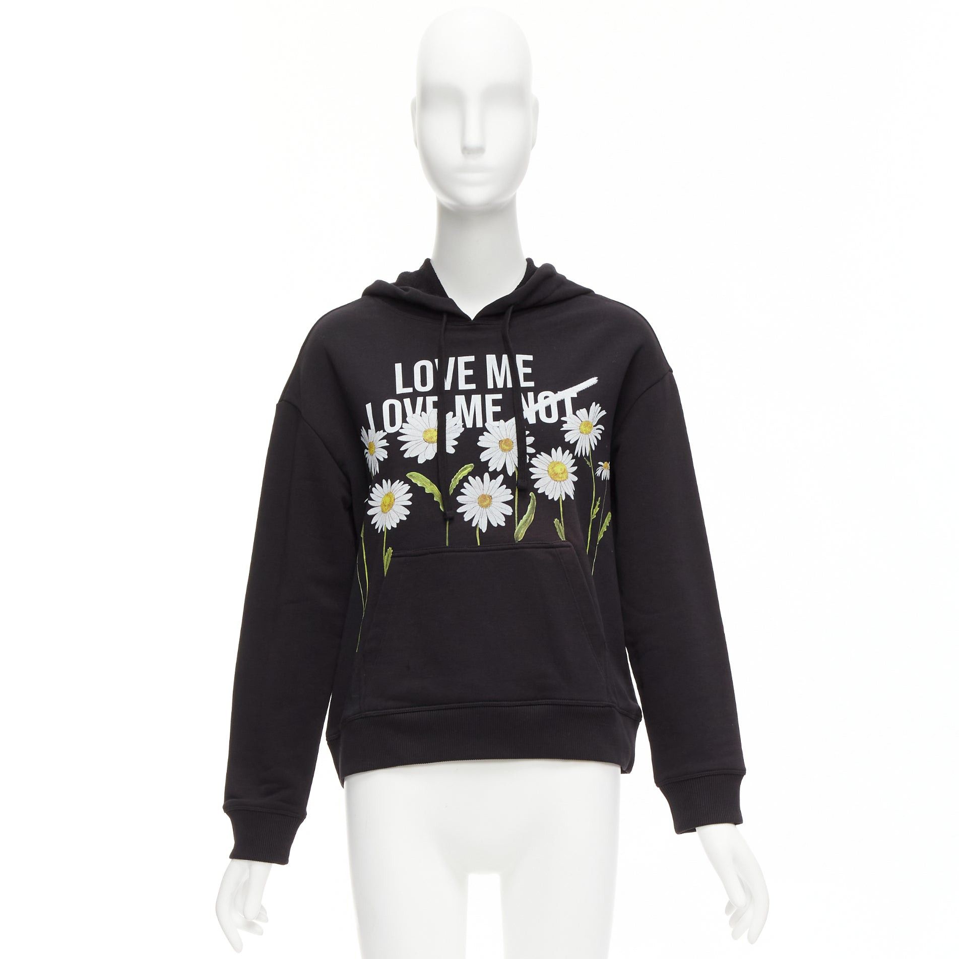 RED Valentino RED VALENTINO black cotton blend Love Me Not daisy print pocketed hoodie XS Size S / US 4 / IT 40 - 9 Thumbnail
