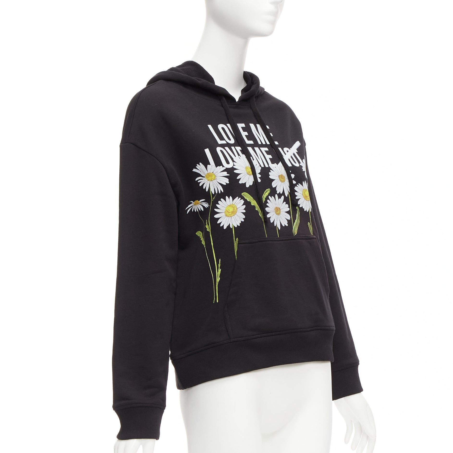 RED Valentino RED VALENTINO black cotton blend Love Me Not daisy print pocketed hoodie XS Size S / US 4 / IT 40 - 3 Thumbnail
