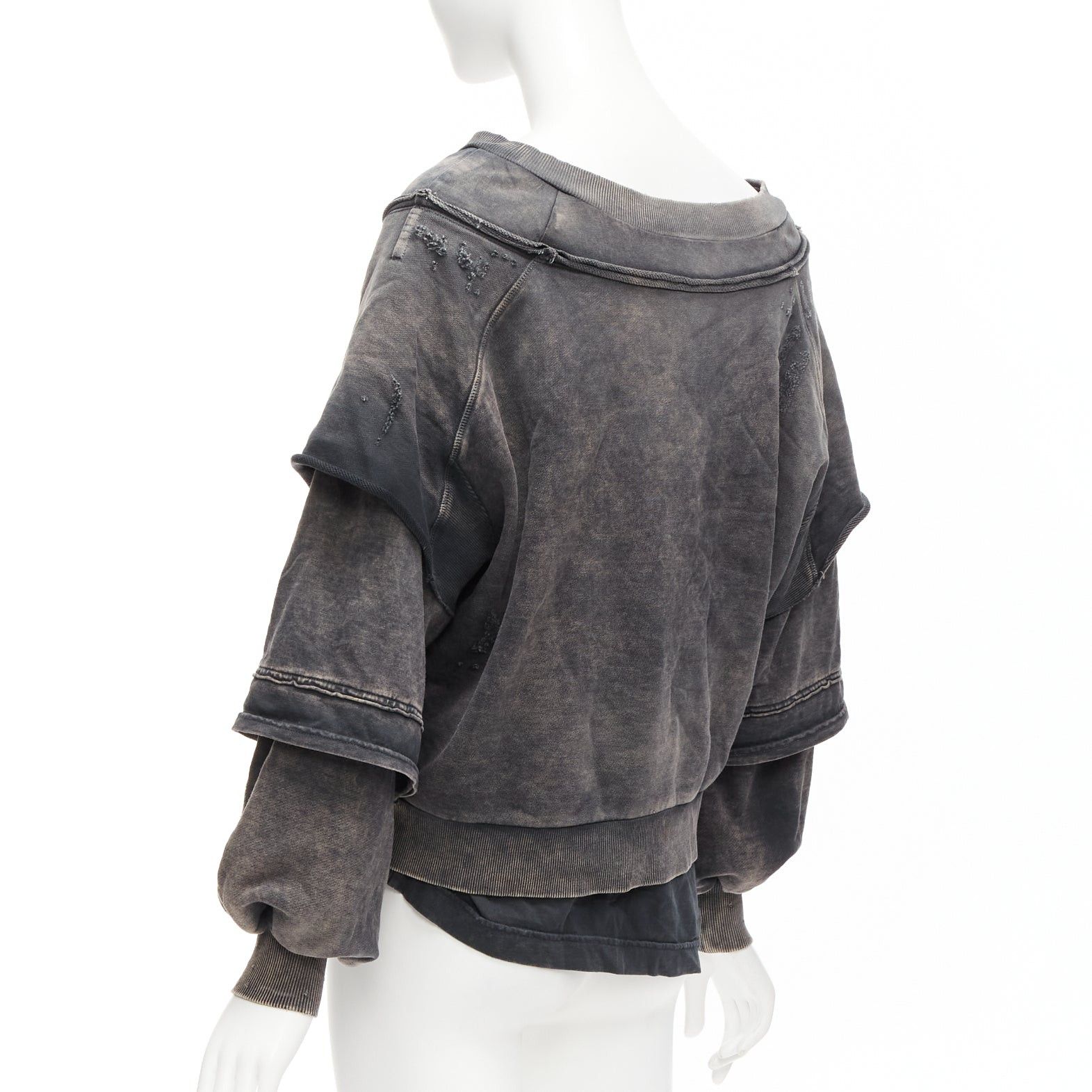 Diesel DIESEL F Strat grey distressed cotton Neuromatic Never Lose sweater XS Size S / US 4 / IT 40 - 6 Thumbnail
