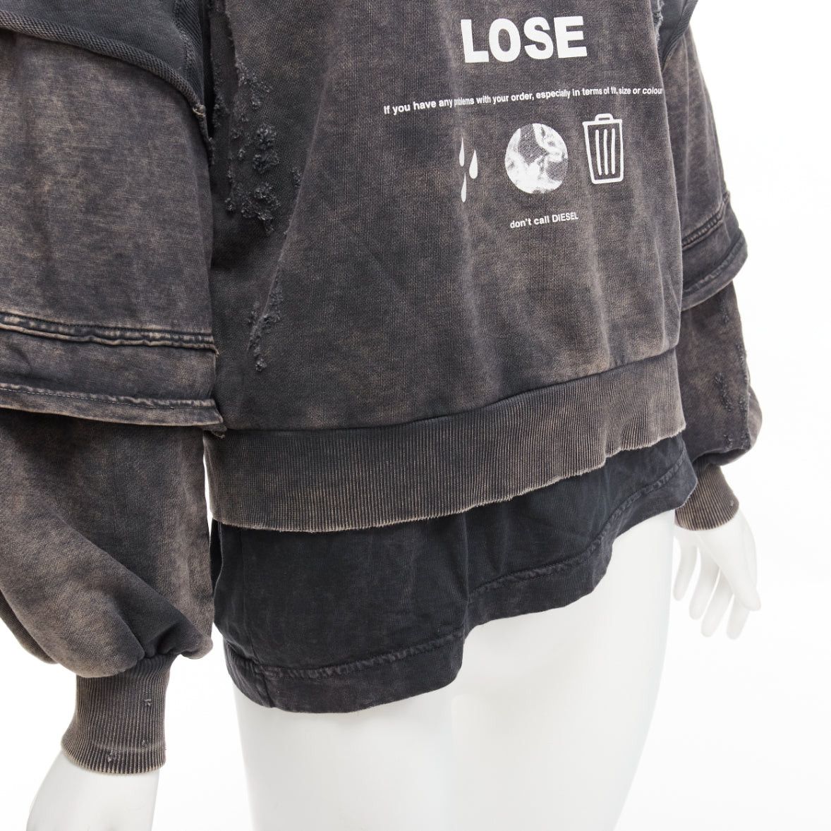 Diesel DIESEL F Strat grey distressed cotton Neuromatic Never Lose sweater XS Size S / US 4 / IT 40 - 2 Thumbnail
