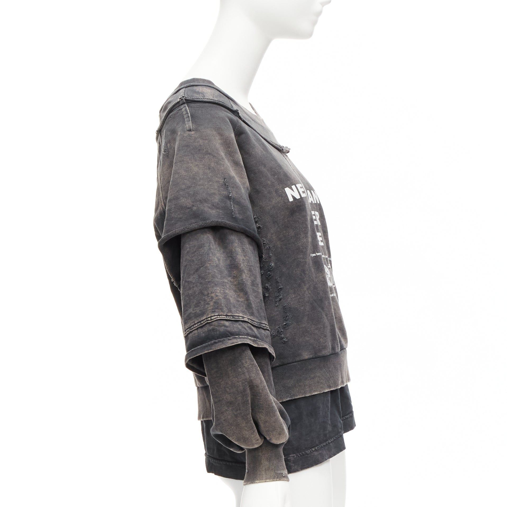 Diesel DIESEL F Strat grey distressed cotton Neuromatic Never Lose sweater XS Size S / US 4 / IT 40 - 4 Thumbnail
