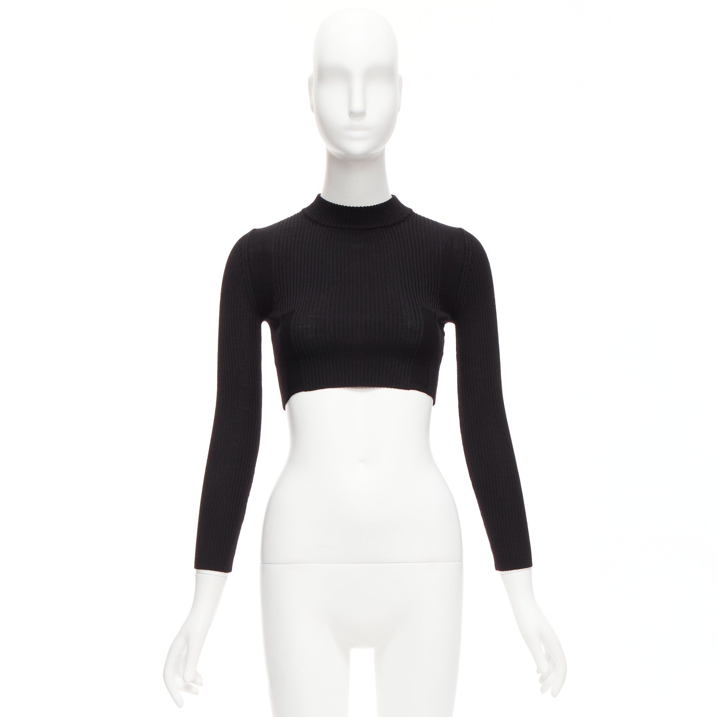 Maison Margiela MAISON MARGIELA 2015 100% wool black crew ribbed sock knit crop top XS Size S / US 4 / IT 40 - 9 Thumbnail